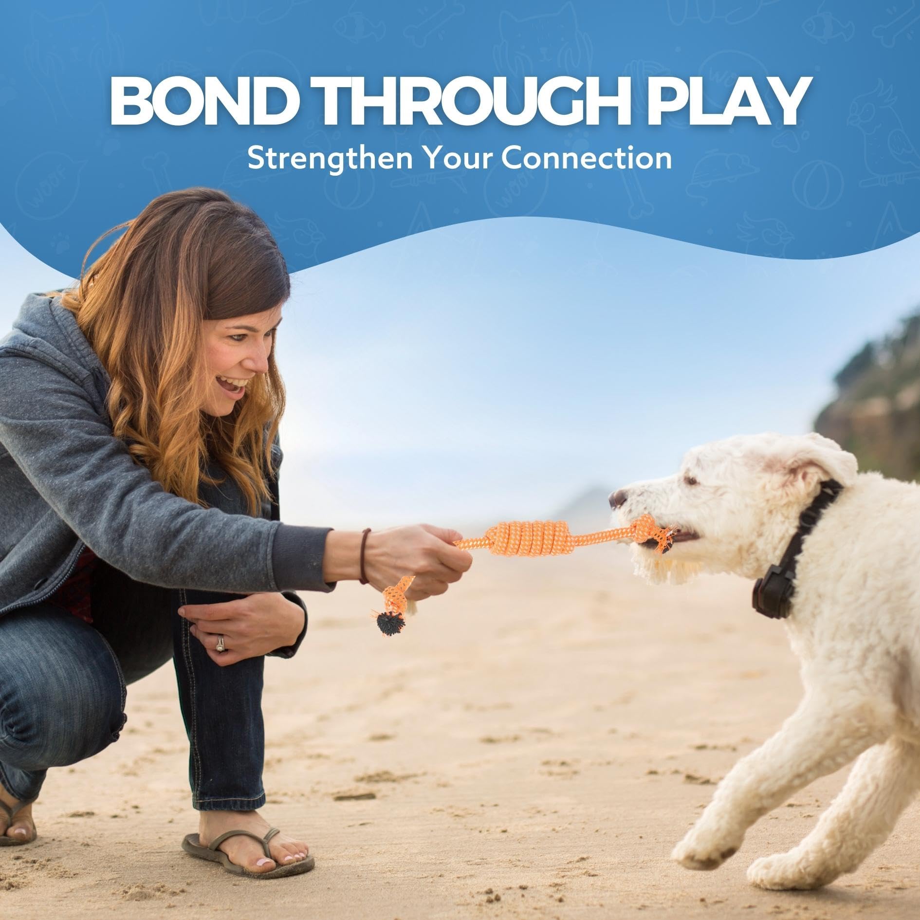Durable 10-Pack Fur & Bone Dog Chew Toys - Puppy Teething Toys with Rope & Squeaker for Small & Medium Dogs - Perfect for Boredom Relief, Training, and Playtime at Home or Outdoors