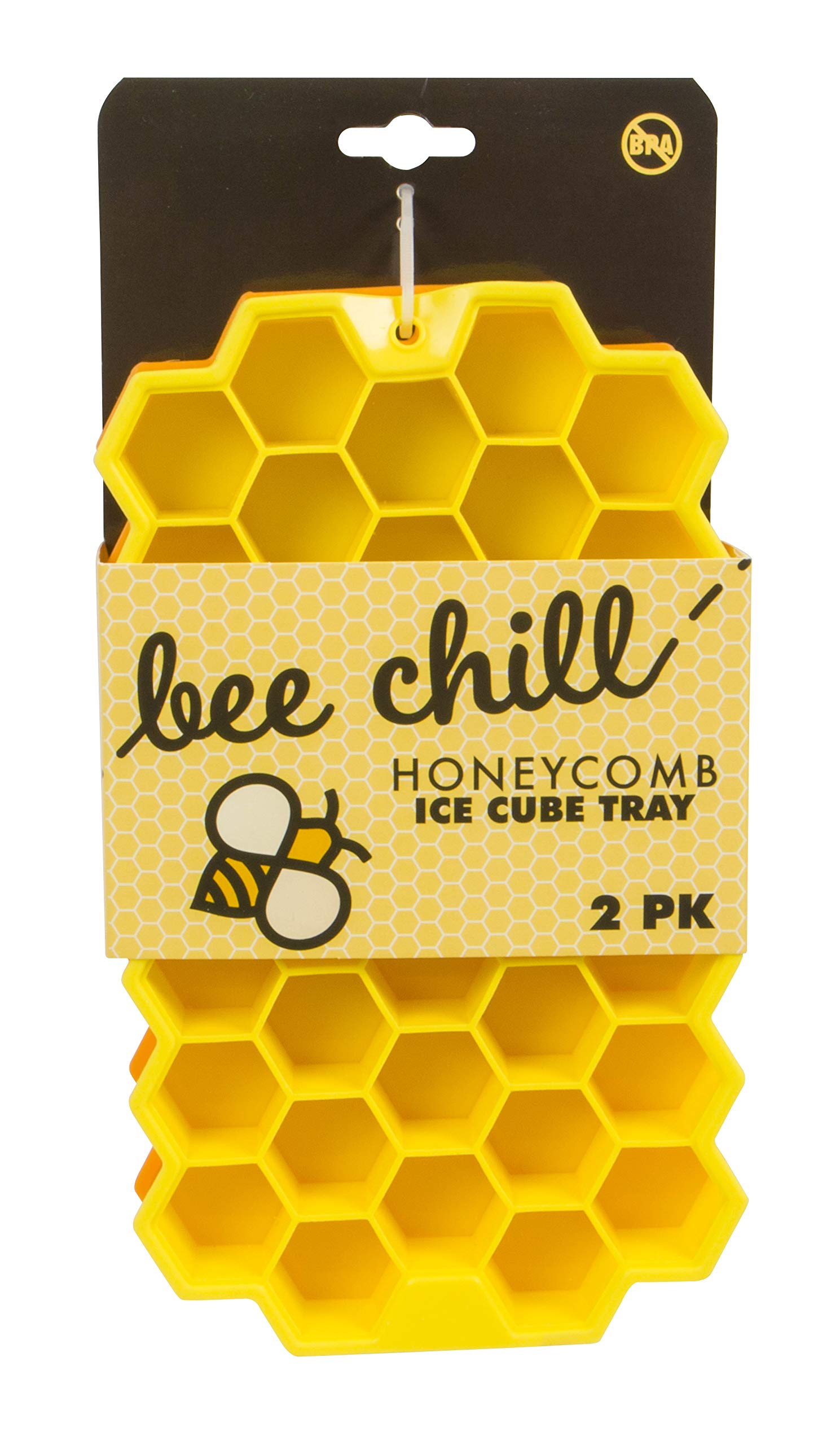 Evriholder Bee Chill Ice Cube Trays - 2 Pack Silicone Hexagonal Ice Molds for Cocktails, Whiskey & Drinks - Yellow & Orange BPA-Free Freezer Safe Ice Cube Maker for Parties & Home Bar