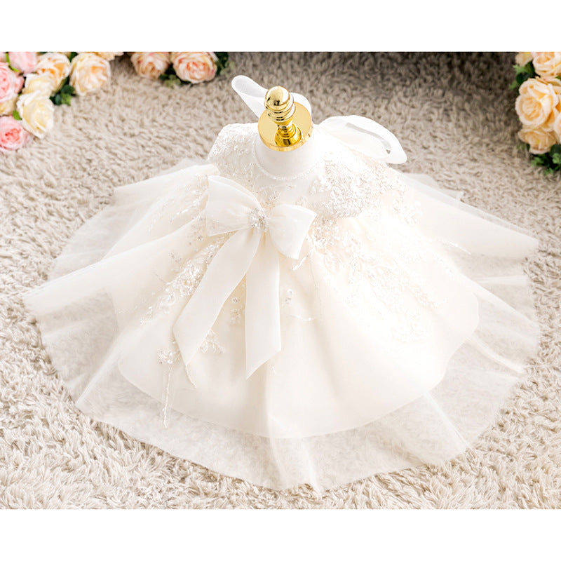 Princess Tea Length Lace Tulle Flower Girl Dress for Weddings, Birthday Parties & Special Occasions - Elegant Formal Gown for Kids