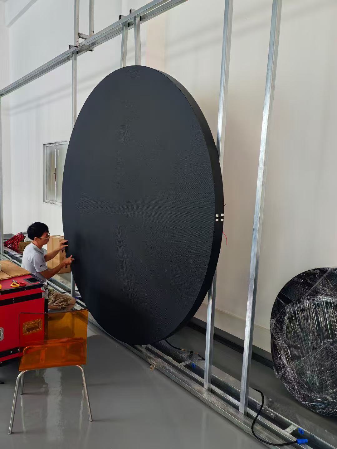 P2 Indoor Round LED Display - Single Face Circle Logo LED Sign for Business Advertising & Brand Promotion - Perfect for Retail Stores, Restaurants, and Office Lobbies