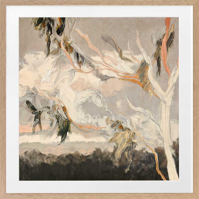 Evening Gum Leaves Framed Wall Art Print - Australian Eucalyptus Landscape Painting for Living Room, Bedroom & Office Decor
