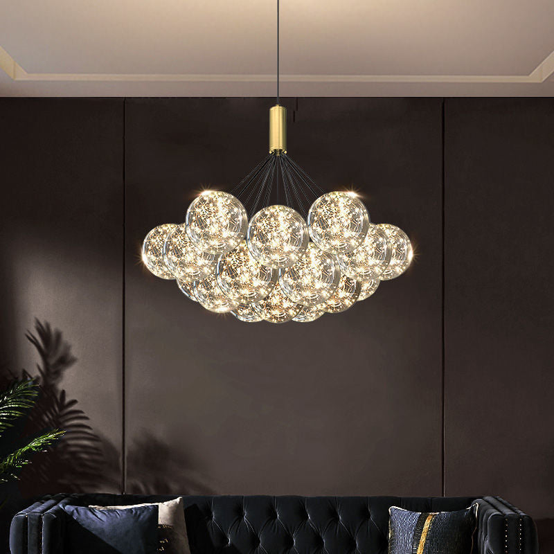 Elegant Glass Ball Chandeliers - Modern Crystal Ceiling Light Fixture for Living Room, Dining Room & Bedroom - Perfect for Home Decor, Wedding Venues and Luxury Spaces