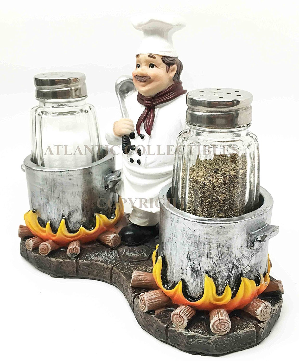 Chef Alton Double Cauldron Salt and Pepper Shaker Set - Decorative Kitchen Figurine Stand for Cooking Enthusiasts - Perfect for Halloween Parties, Themed Dinners, and Gift Giving