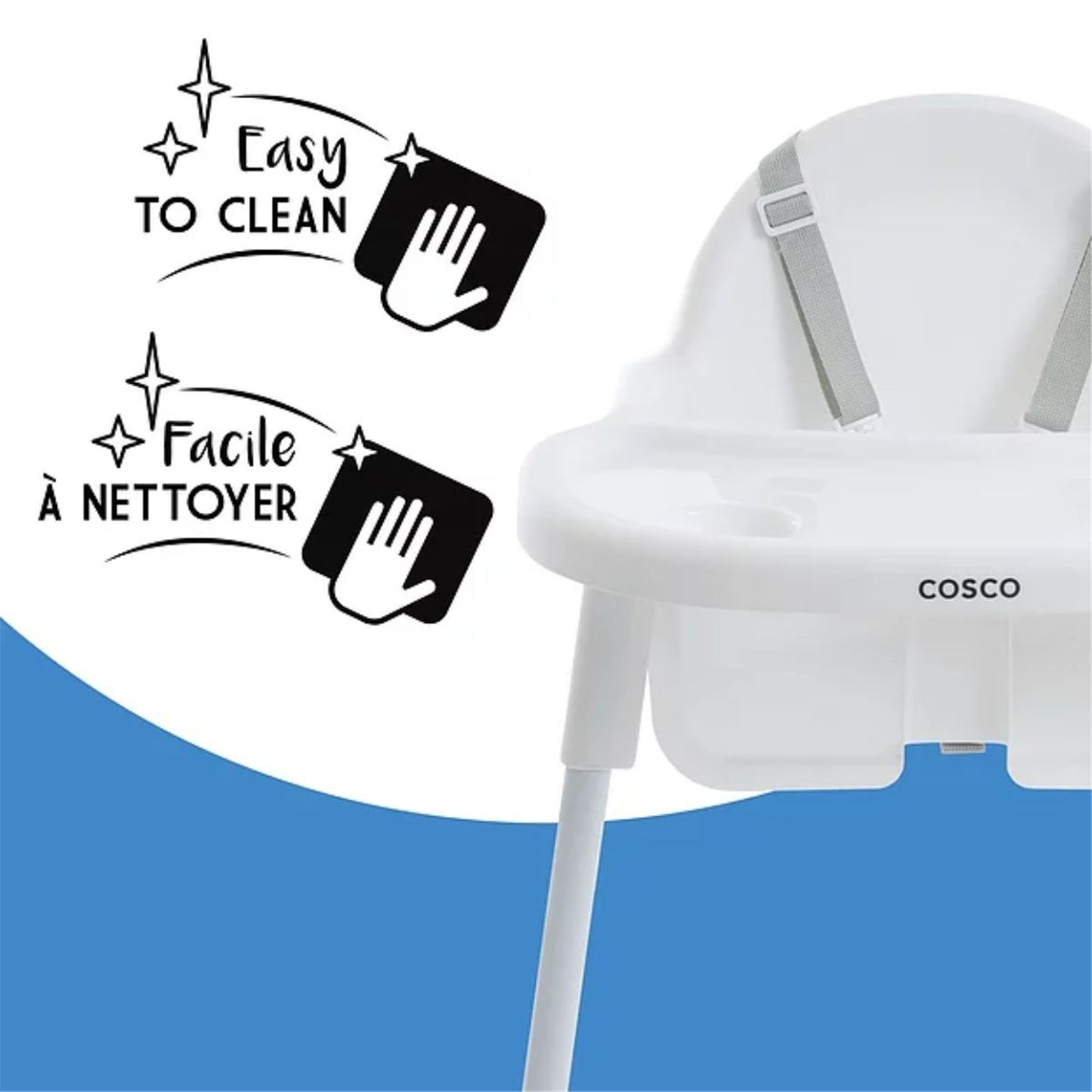 **Cosco Canteen Highchair with Adjustable Footrest - White - Perfect for Babies & Toddlers at Home or Dining Out**