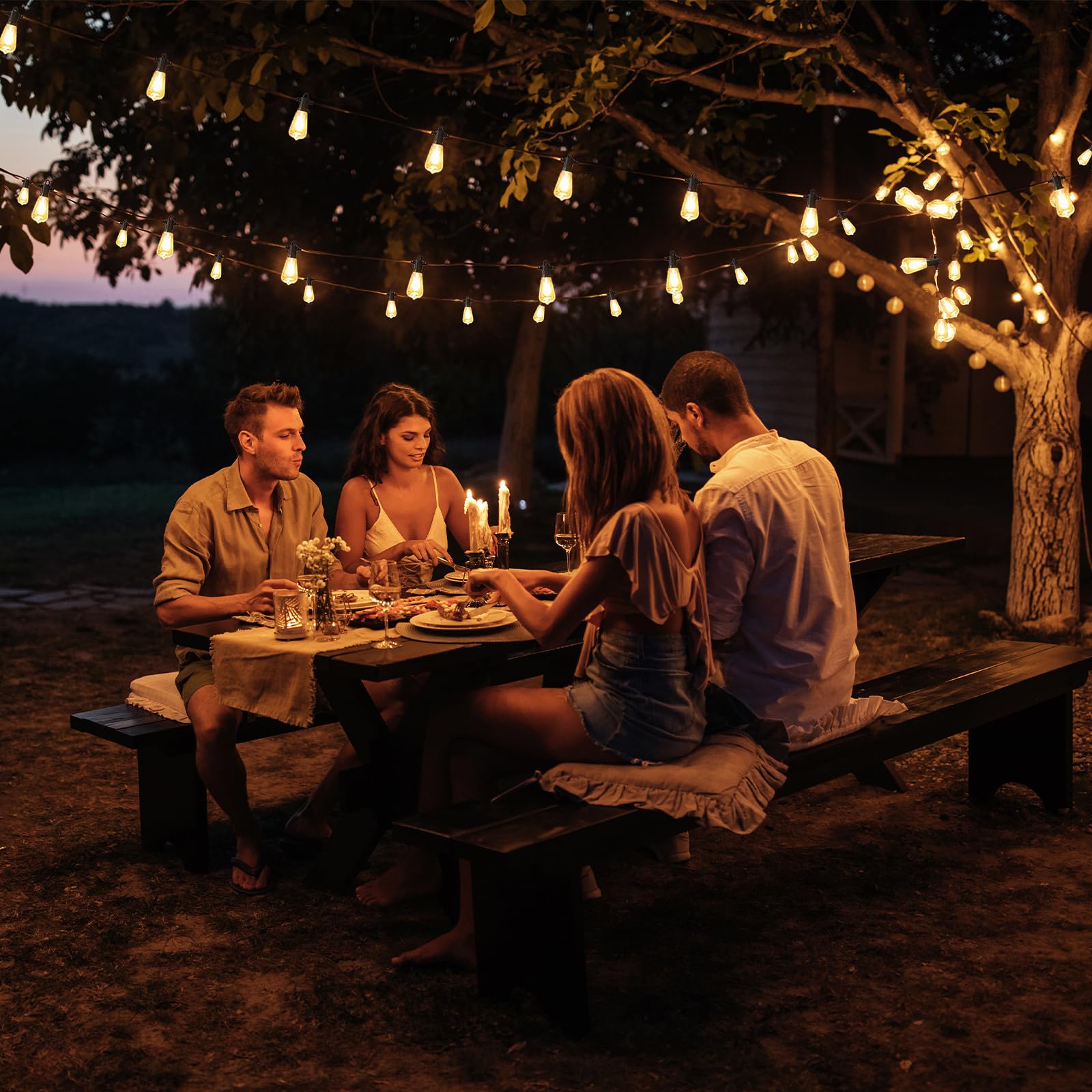 150FT LED Outdoor String Lights - 72+3 Shatterproof ST38 Edison Bulbs, Waterproof Patio Lights 2700K Warm White, Dimmable Hanging Lights for Backyard, Porch, Party, Gazebo - Perfect for Garden Decor, Wedding, Christmas & Outdoor Events