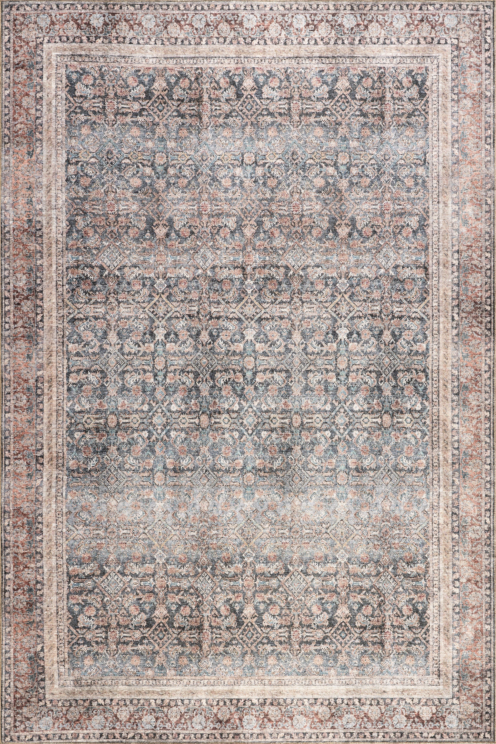 Artemis Vintage Medallion Rug - Blue Persian Style Area Rug for Living Room, Bedroom & Home Decor