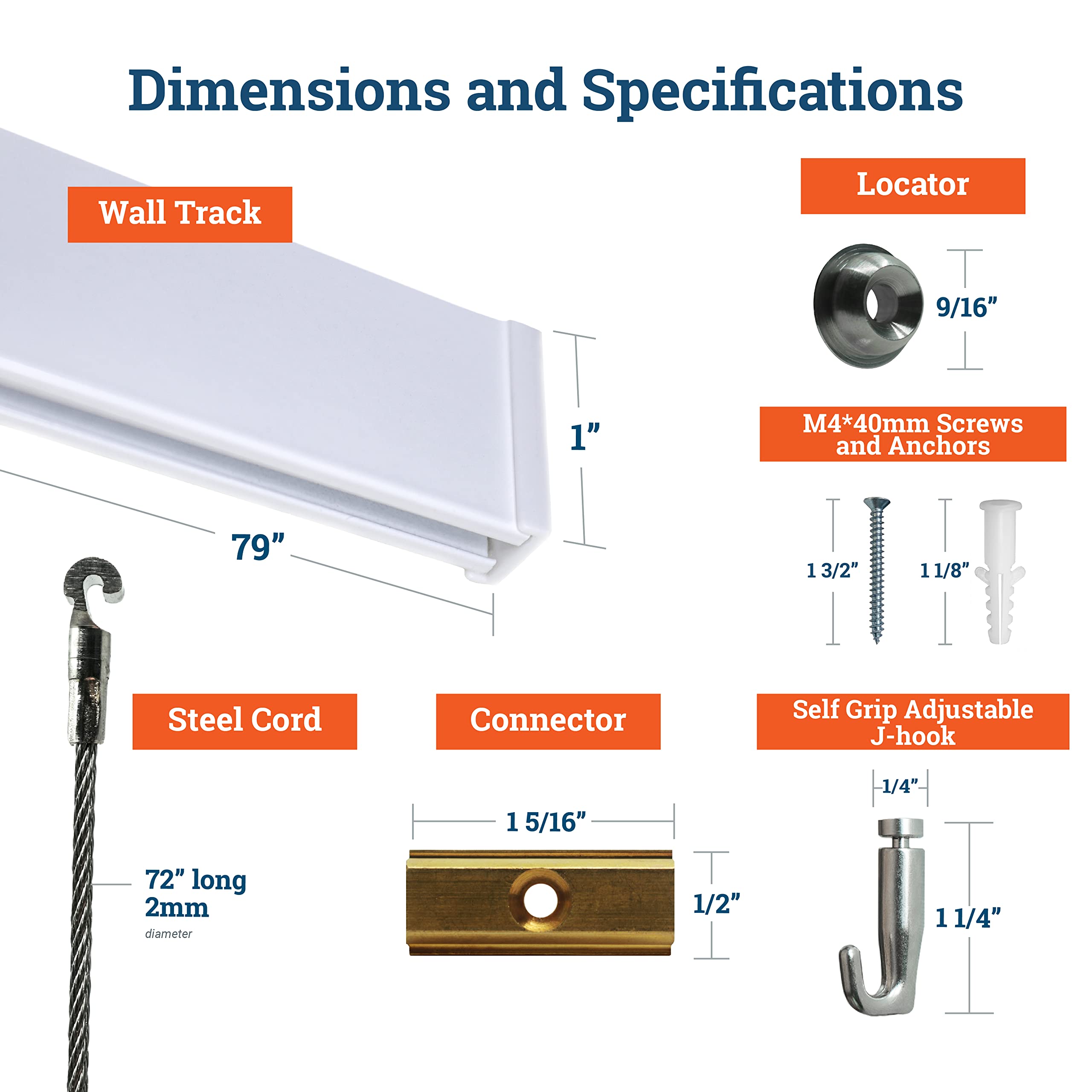 Picture Rail Hanging System Kit - 79 Inch TR100 Track with Steel Cords, Hooks & Hardware for Wall Art Display | Perfect for Home Gallery, Office Decor & Museum-Style Hanging