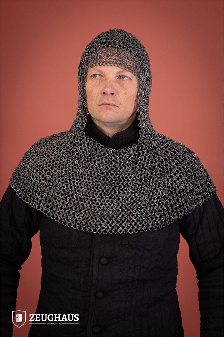 Chainmail Hood with Round Ring Riveted 10mm Aluminum - Perfect for Medieval Reenactment, LARP & Cosplay