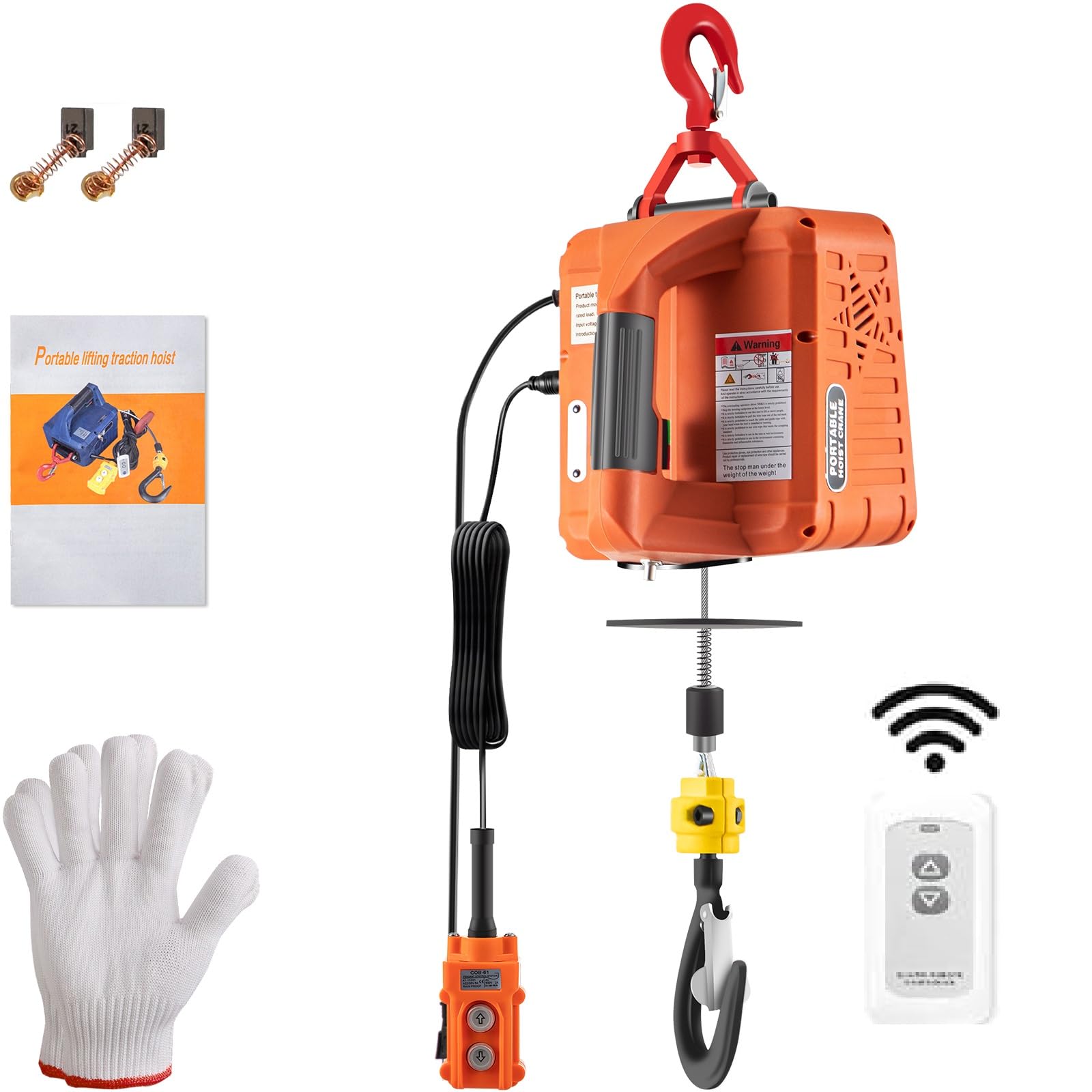 VEVOR 3-in-1 Electric Hoist Winch 1500W, 110V Portable Power Winch Crane with 25ft Lifting Height & Overload Protection - Perfect for Garage, Workshop, Construction, and Heavy-Duty Lifting Tasks