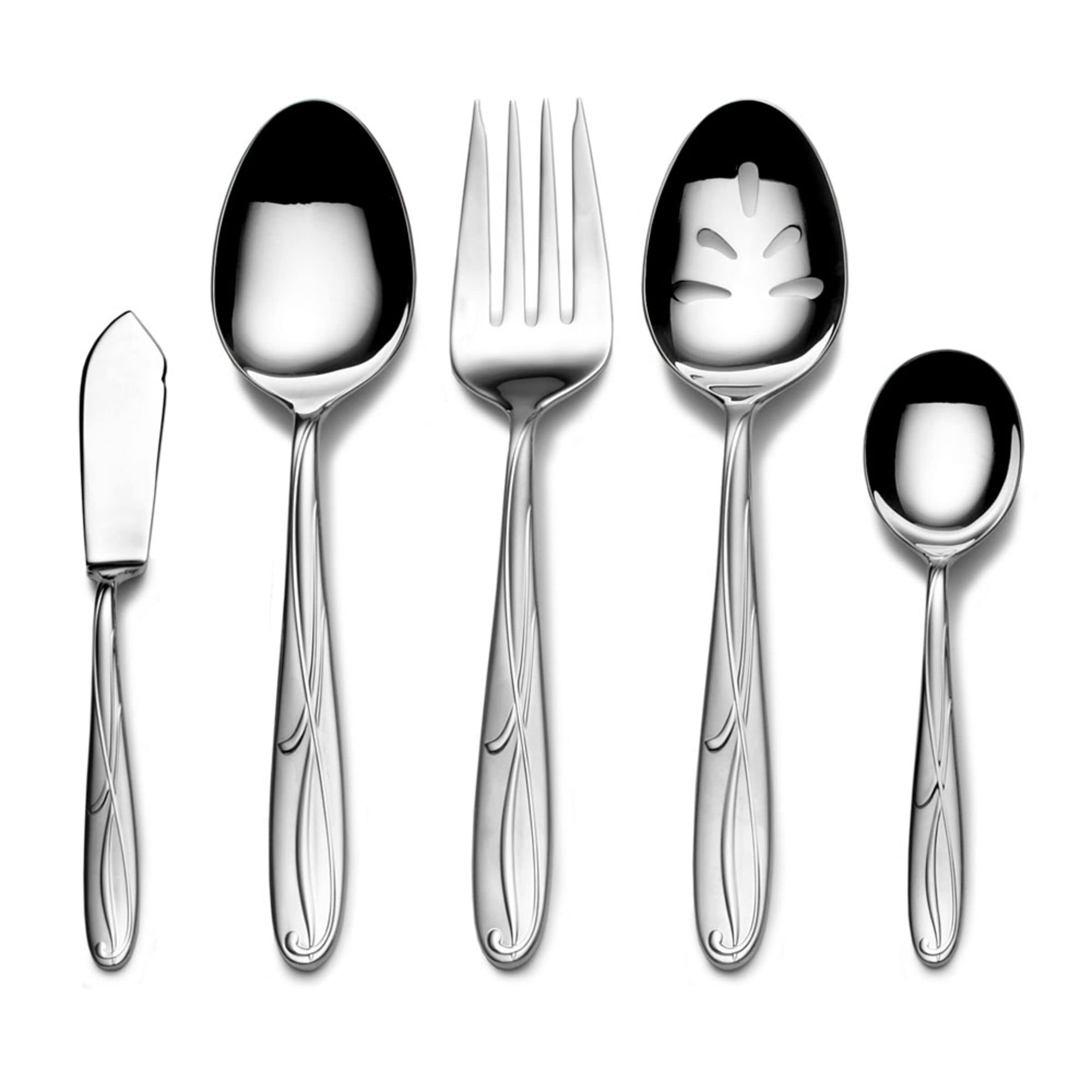 Mikasa Cocoa Blossom 65-Piece Flatware Set for 12 - 18/10 Stainless Steel Silverware with Serving Utensils - Elegant Dinnerware for Formal Dining, Weddings & Special Occasions