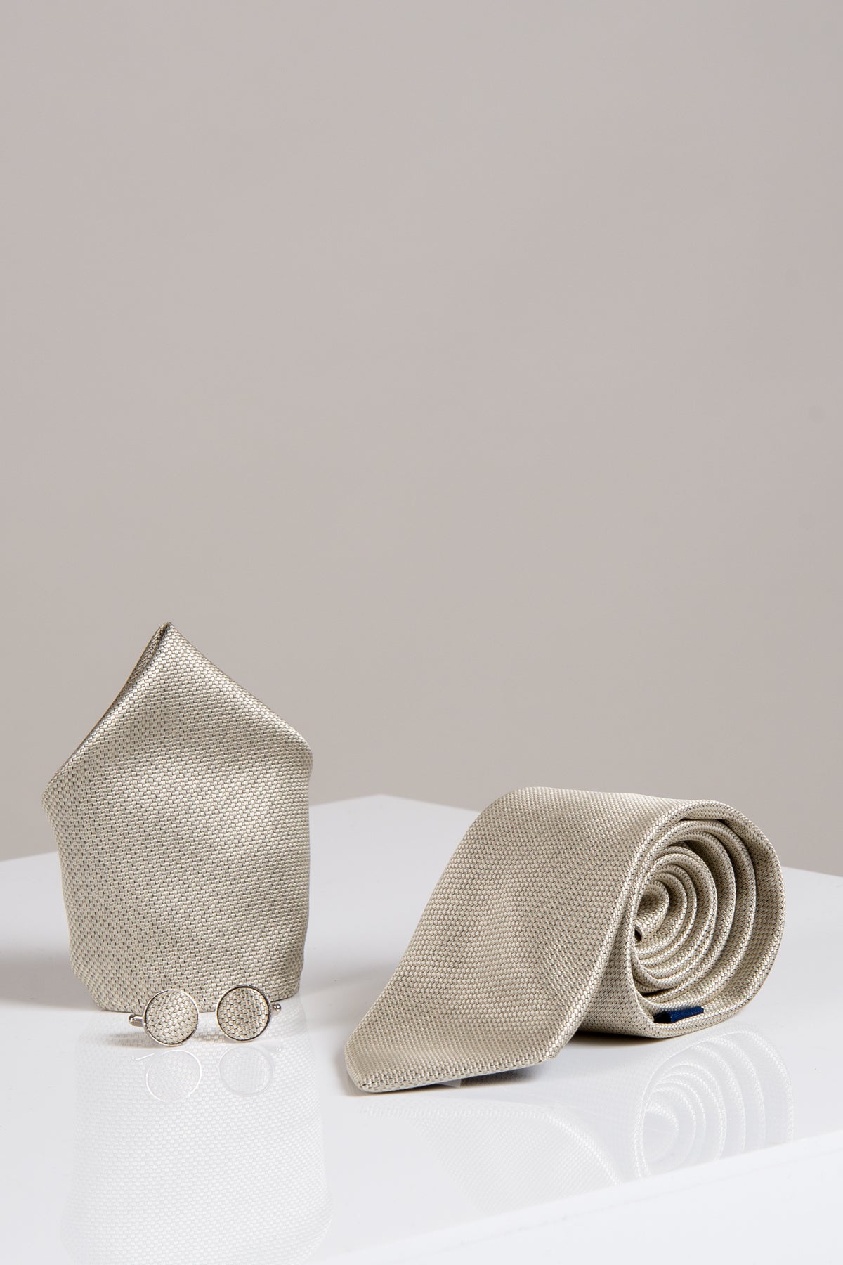 Premium TB17 Birdseye Tie and Pocket Square Set in Tan - Elegant Formal Accessories for Weddings, Business Meetings & Special Occasions