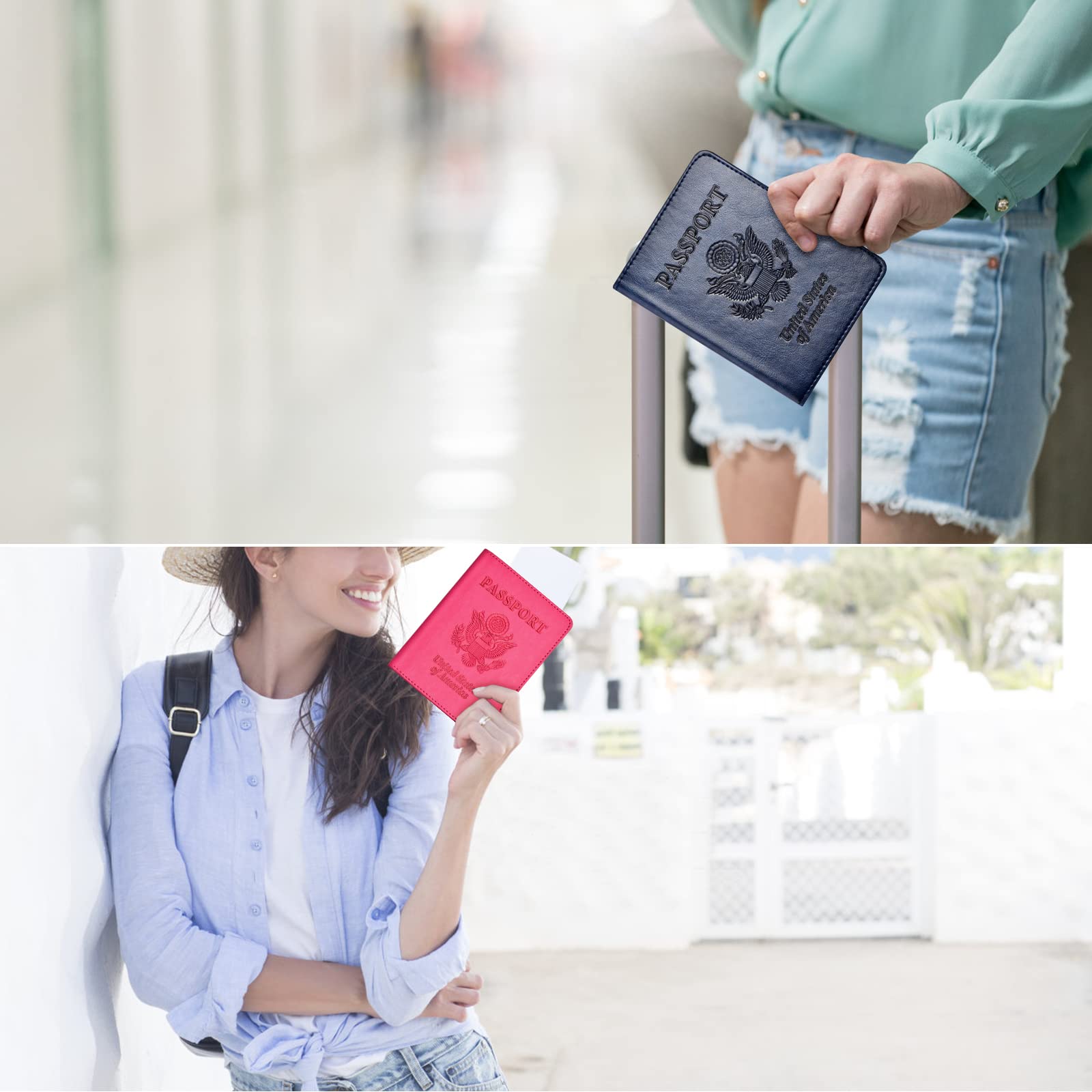 Eoehro 2-Pack RFID Blocking Passport Holder & Travel Wallet - Secure Leather Cover Case for Women and Men | Perfect for International Travel, Vacations & Business Trips