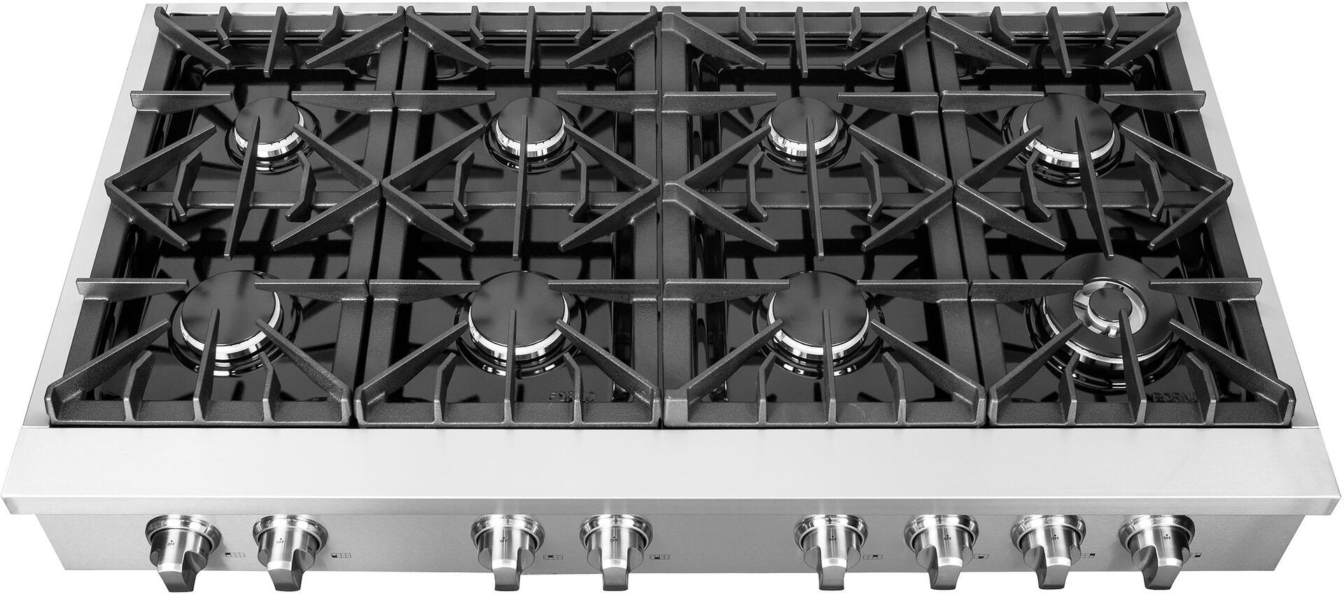 Forno Lseo 48-Inch 8-Burner Stainless Steel Gas Rangetop with Griddle - FCTGS5737 48 | Professional Commercial Kitchen & Home Cooking Appliance for Restaurants & Large Families