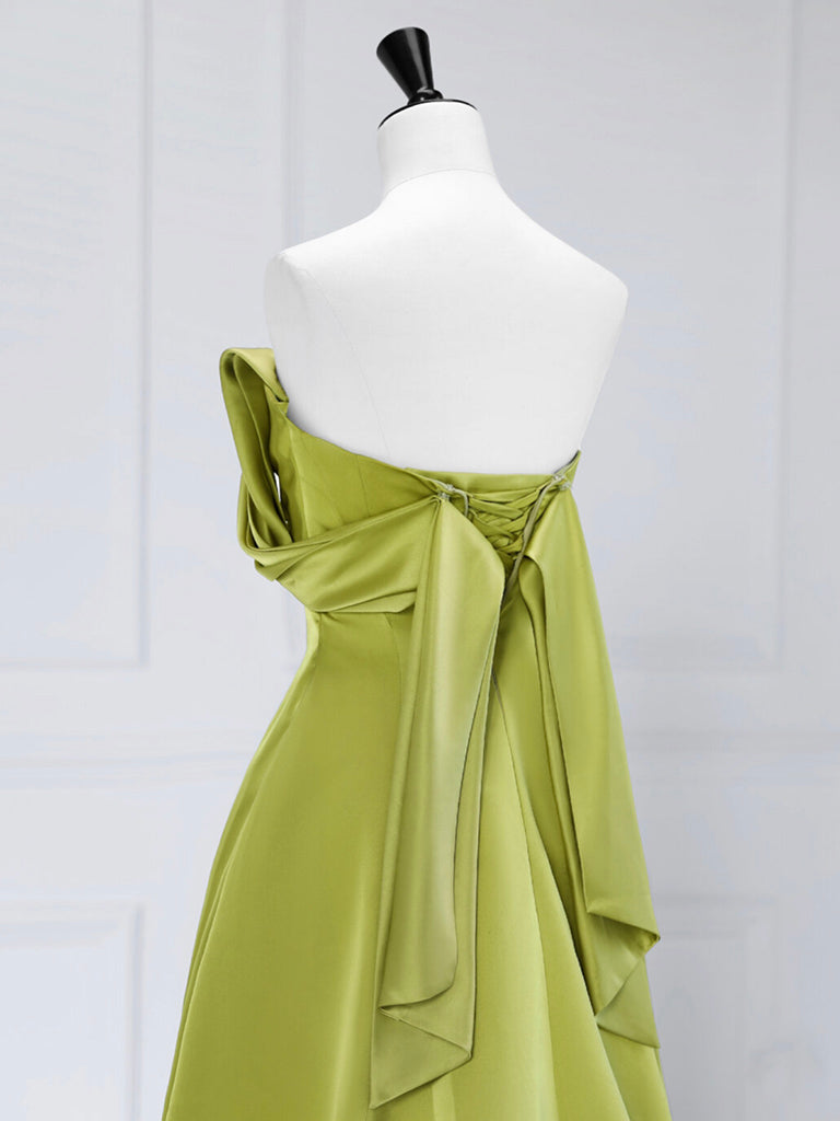 Elegant A-Line Satin Off-Shoulder Emerald Green Long Prom Dress for Formal Evening Events & Special Occasions