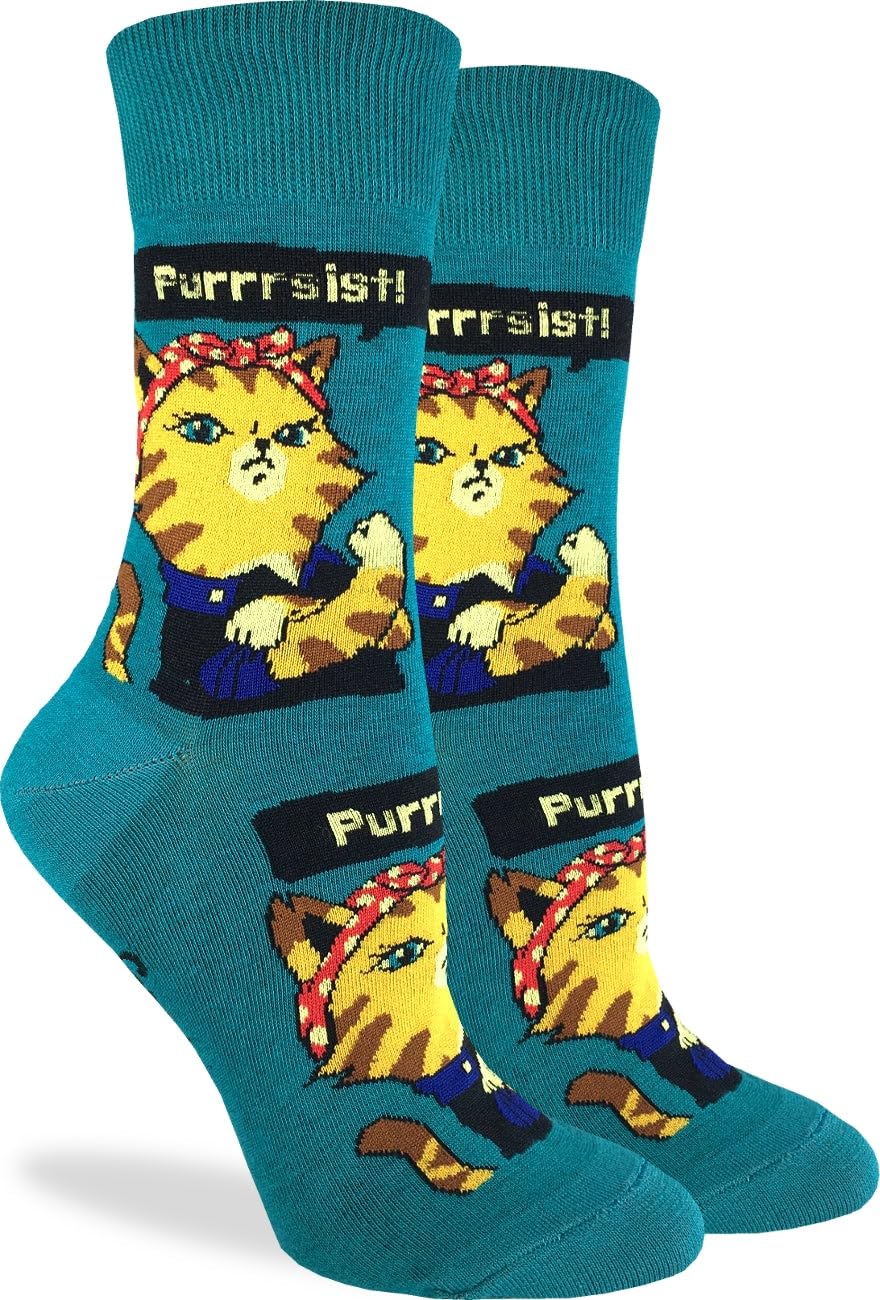 Good Luck Sock Women's Rosie the Riveter Socks - Vintage Inspired Crew Socks for Adults - Perfect for Work, Cosplay & Everyday Wear