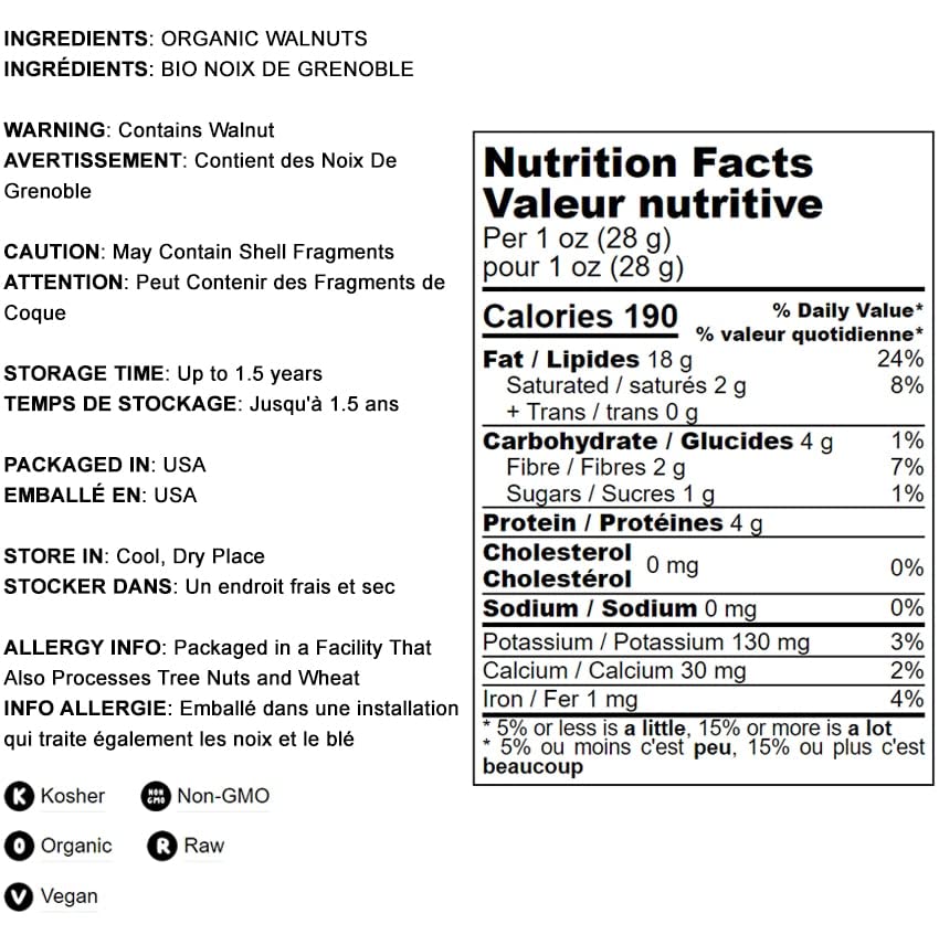 Organic California Walnuts Halves & Pieces - 10lbs Bulk, Non-GMO, Raw, Unsalted, Shelled, Vegan, Kosher | High in Omega-3 & Protein | Perfect for Baking, Snacking, Salads & Healthy Recipes