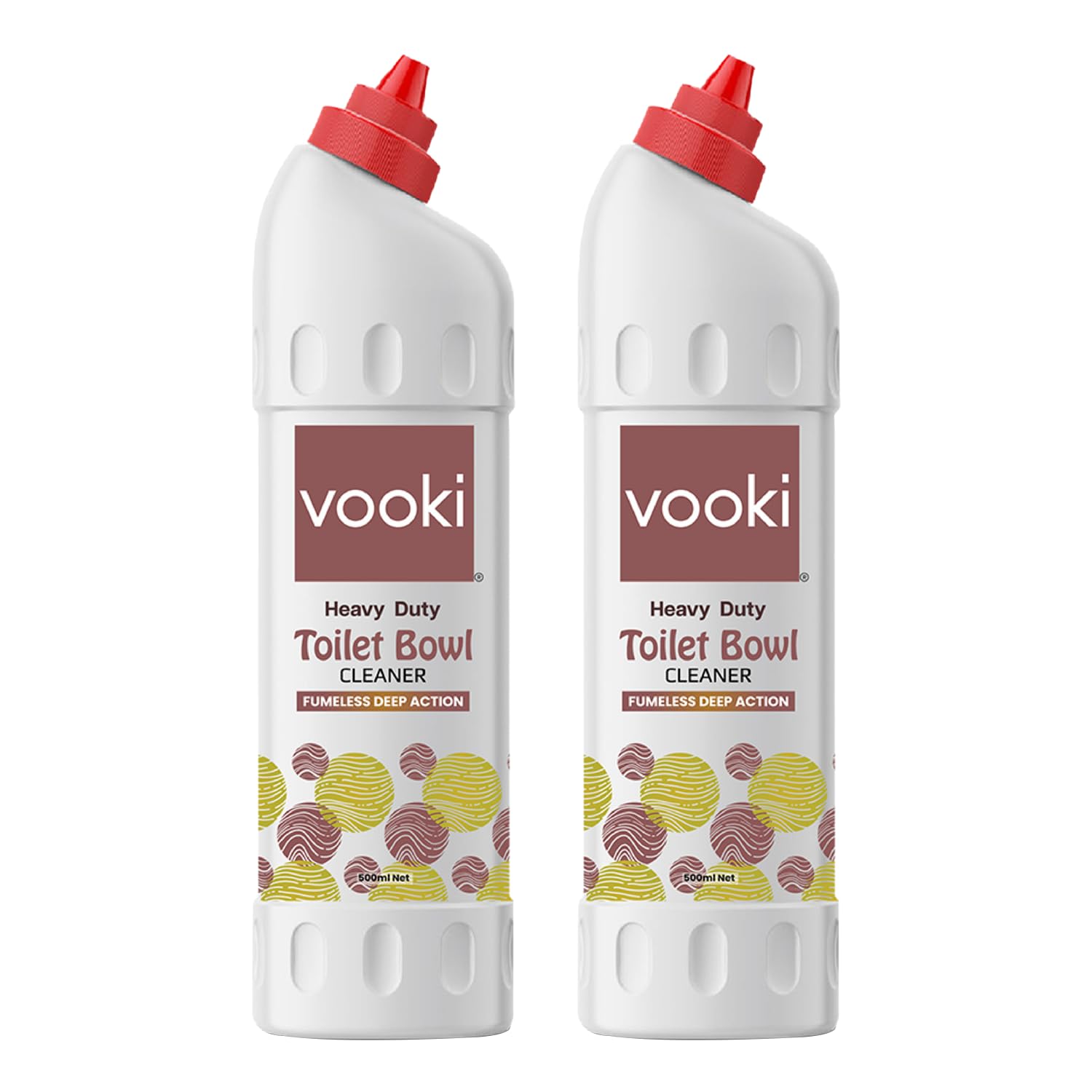 Vooki Heavy Duty Toilet Cleaner - Fumeless Deep Cleaning Liquid for Toilet Bowls, 500ml (Pack of 2) - Ideal for Home, Commercial & RV Use - Removes Stubborn Stains & Eliminates Odors