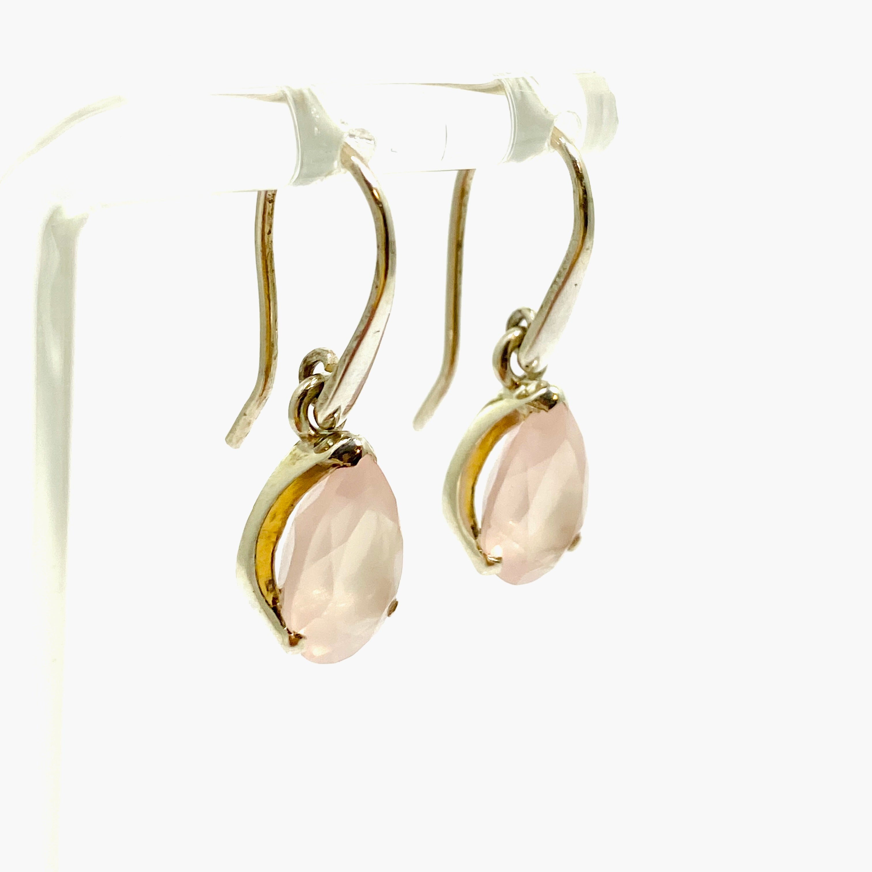 Rose Quartz Teardrop Faceted Earrings for Women - Dainty Crystal Drop Dangle Jewelry - Perfect for Weddings, Parties & Everyday Wear