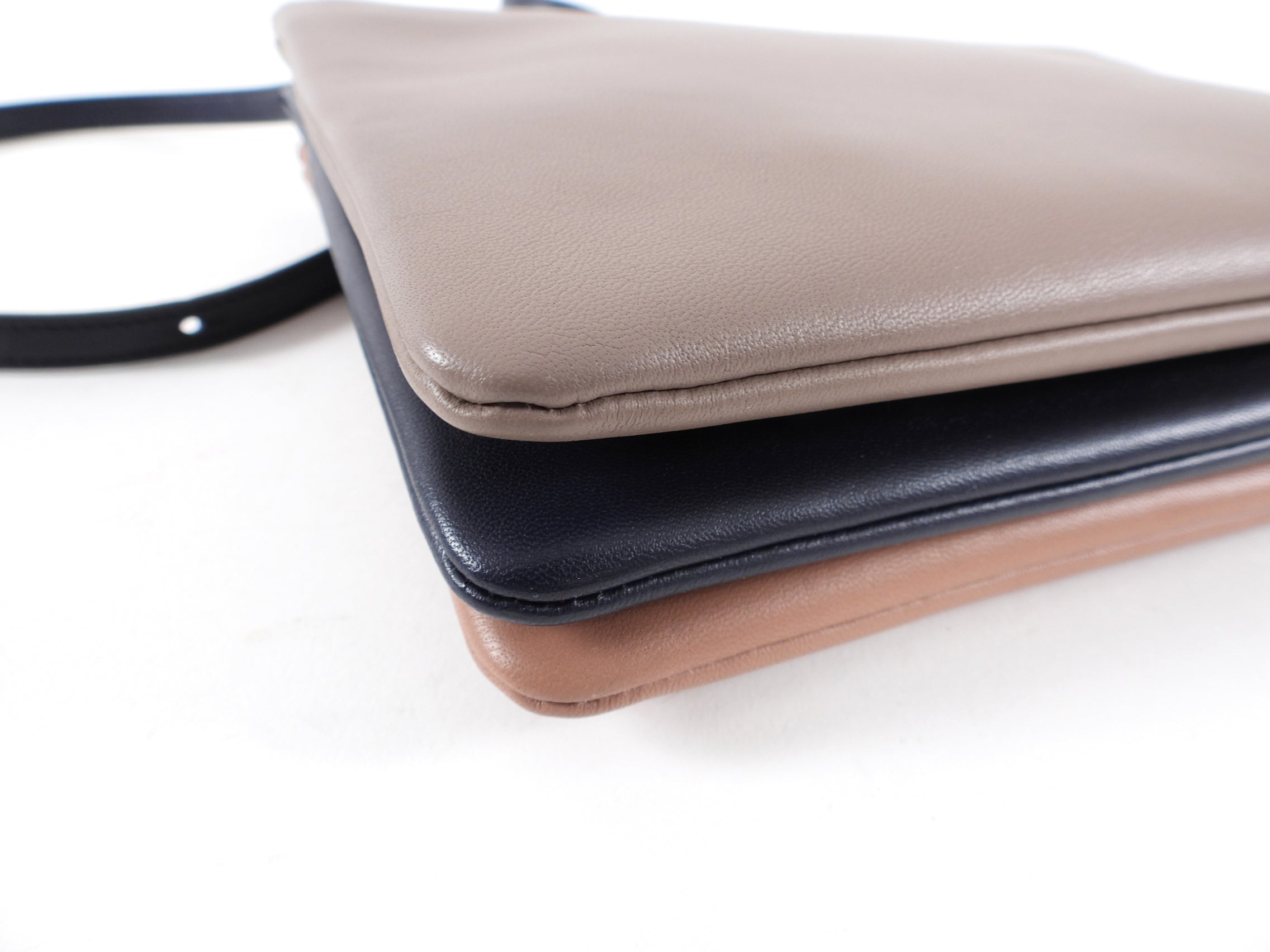 Celine Leather Trio Crossbody Bag for Women - Mauve, Navy & Rose Pink | Stylish Shoulder Purse for Work, Travel & Everyday Use
