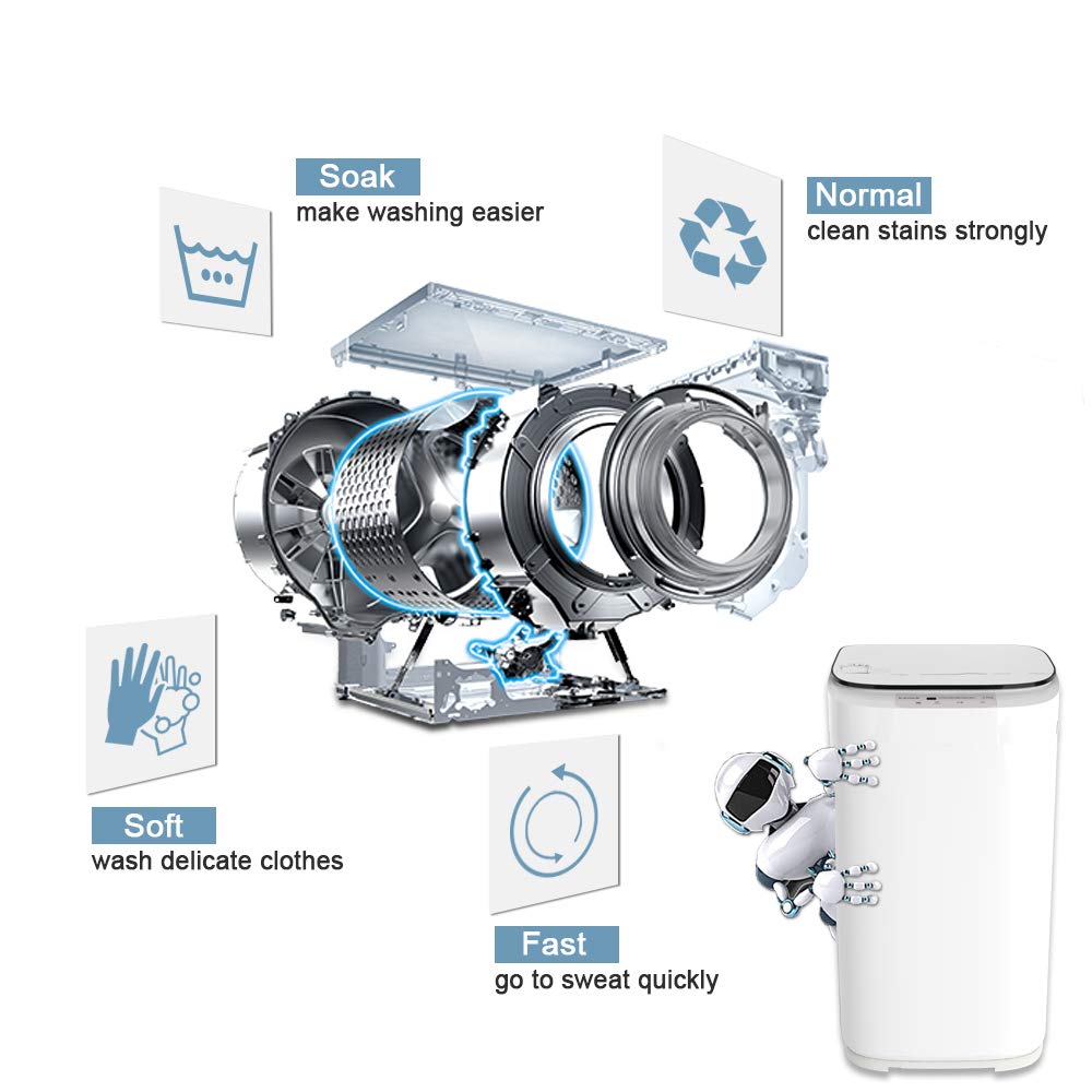 Upgraded KAPAS KPS35-735H2 Compact 2-in-1 Fully Automatic Washing Machine with Spin Dryer - 8 lbs Capacity, Built-in Pump & Long Hose - Perfect for Apartments, RVs & Small Spaces
