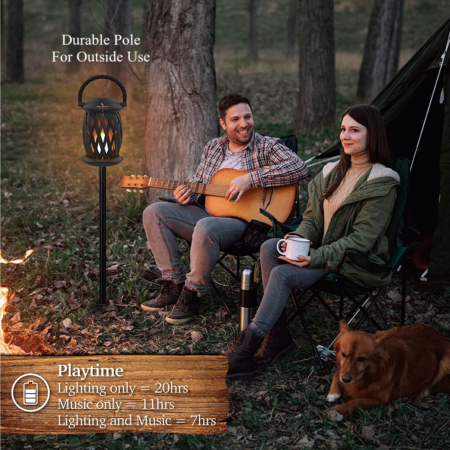 Margaritaville Tiki Torch Waterproof Bluetooth Speaker - Portable Outdoor Party Speaker with Flickering LED Lights & Long Battery Life (2 Pack) | Perfect for Beach Parties, Backyard BBQs, Poolside Gatherings & Camping Trips