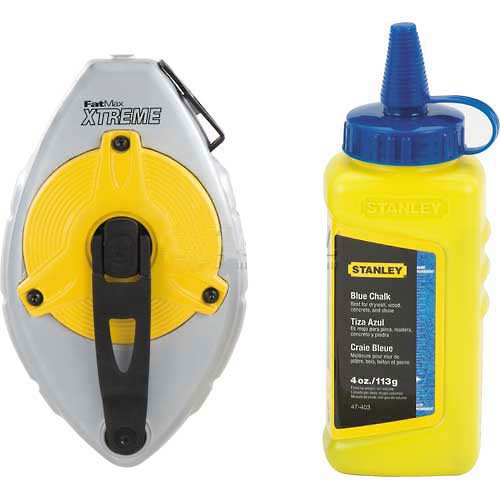 Fatmax Xtreme Chalk Line Reel with 4 Oz. Blue Chalk - Professional Construction Tool for Marking Straight Lines - Perfect for Carpentry, Masonry, and DIY Home Improvement Projects