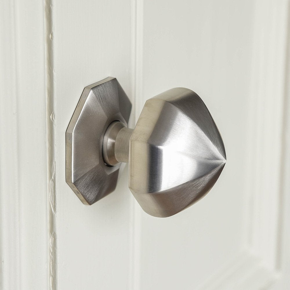 Satin Nickel Pointed Octagonal Door Pull - Modern Cabinet Handle for Kitchen & Bathroom - Durable Hardware for Drawers & Cabinets - Perfect for Home Renovation & Interior Design