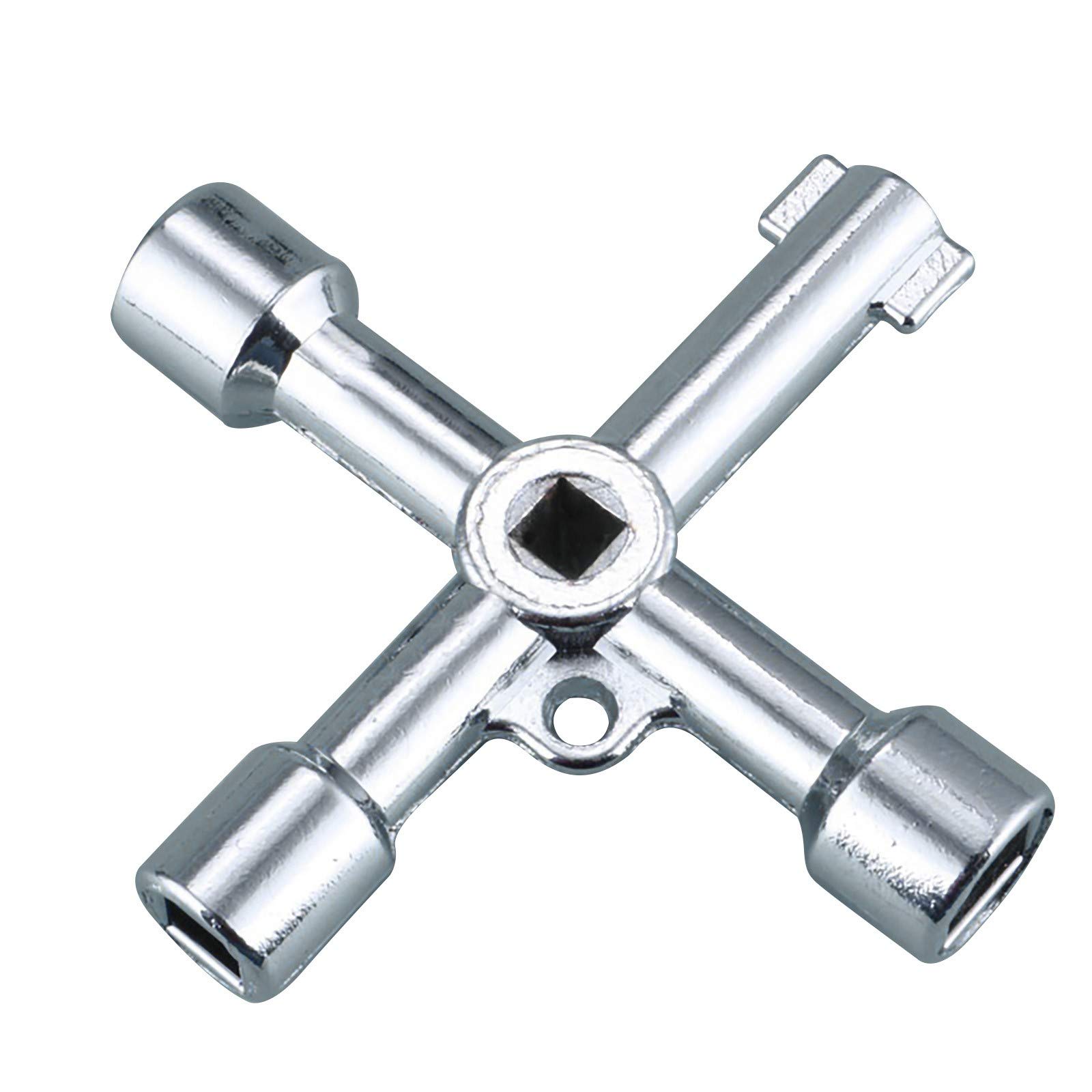 BRADEM 4-Way Multi-Function Plumbing Wrench Tool - Silver Key for Electrical, Gardening & Home Repair - Perfect for Faucet Installation, Pipe Fittings and DIY Projects