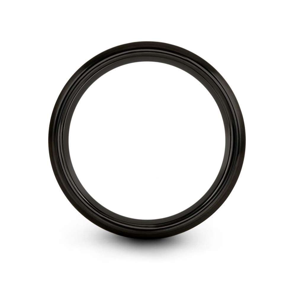 8mm Tungsten Carbide Wedding Band Ring for Men & Women - Blue Black Offset Line, Dome Grey Exterior, Half Brushed & Polished - Custom Engraved Anniversary & Engagement Ring - Perfect for Weddings, Proposals & Special Occasions