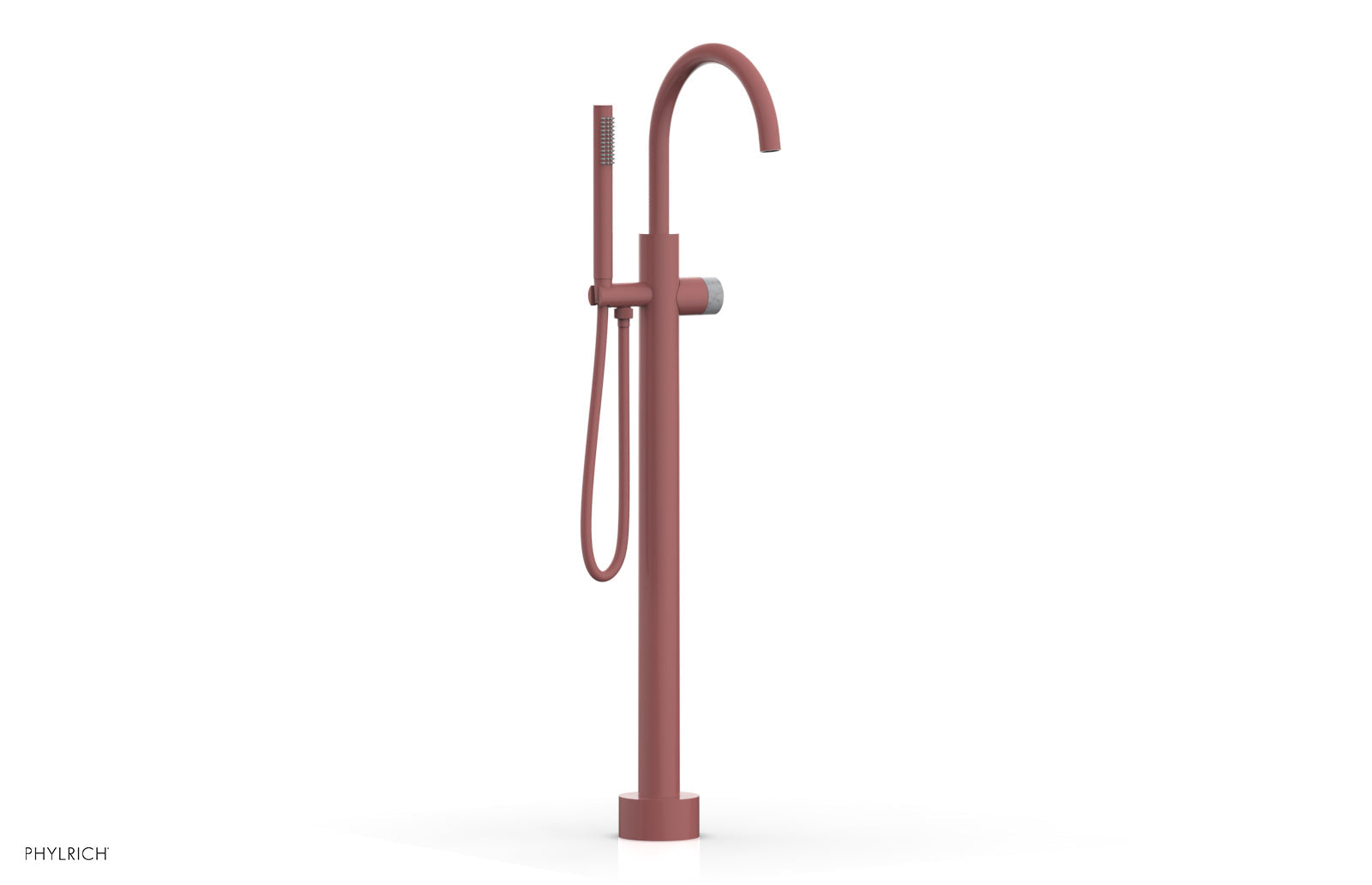BASIC II Tall Floor Mount Tub Filler with Marble Handle & Hand Shower - Model 230 47 01 - Perfect for Modern Bathroom Renovations and Spa-Like Showers