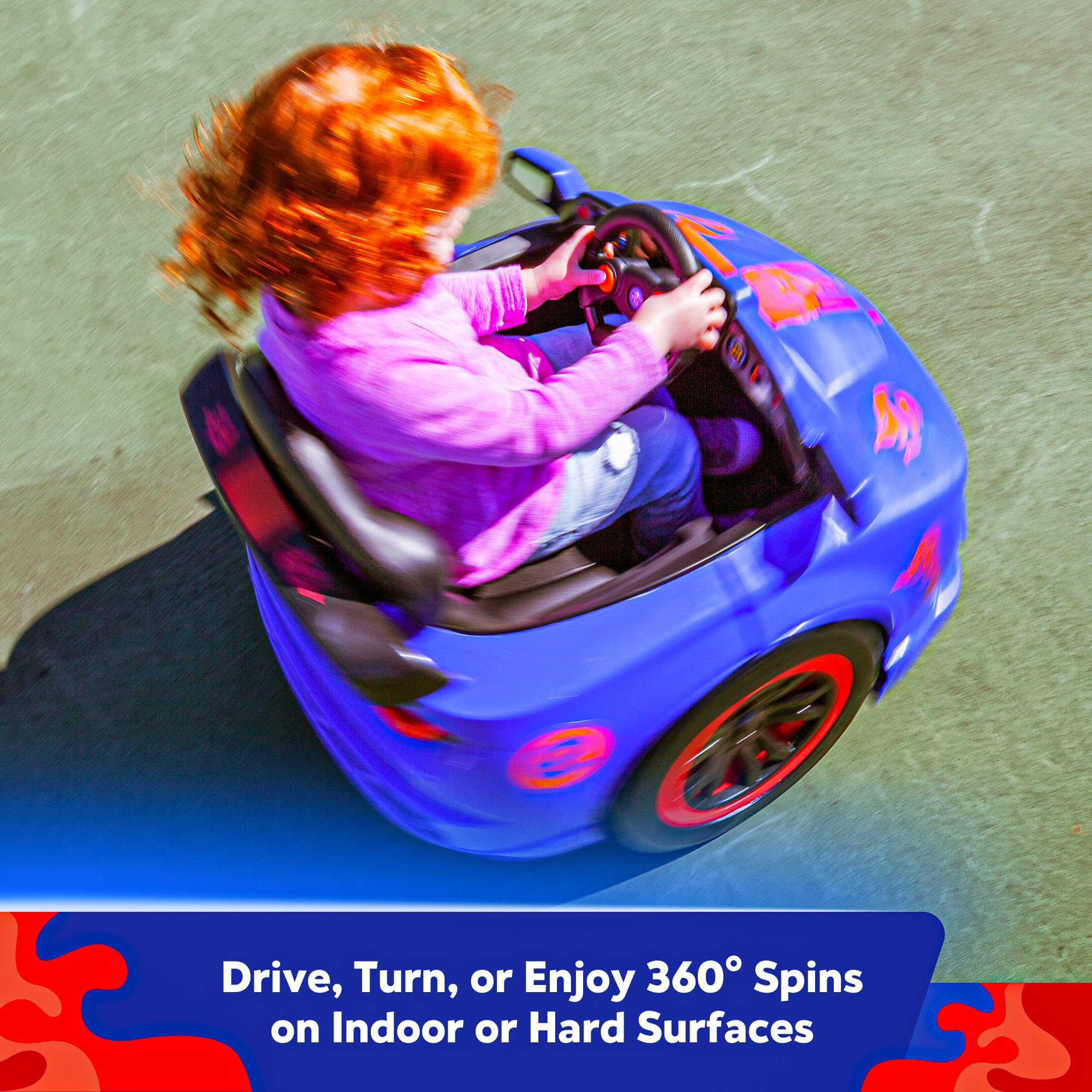 Kid Trax Dizzy Racers 6V Electric Ride-On Toy Car for Toddlers with 360° Spin - Blue | Indoor & Outdoor Play Vehicle for Boys & Girls Ages 2-5 (Max 66lbs) | Perfect for Birthday Gifts, Backyard Fun & Preschool Playtime