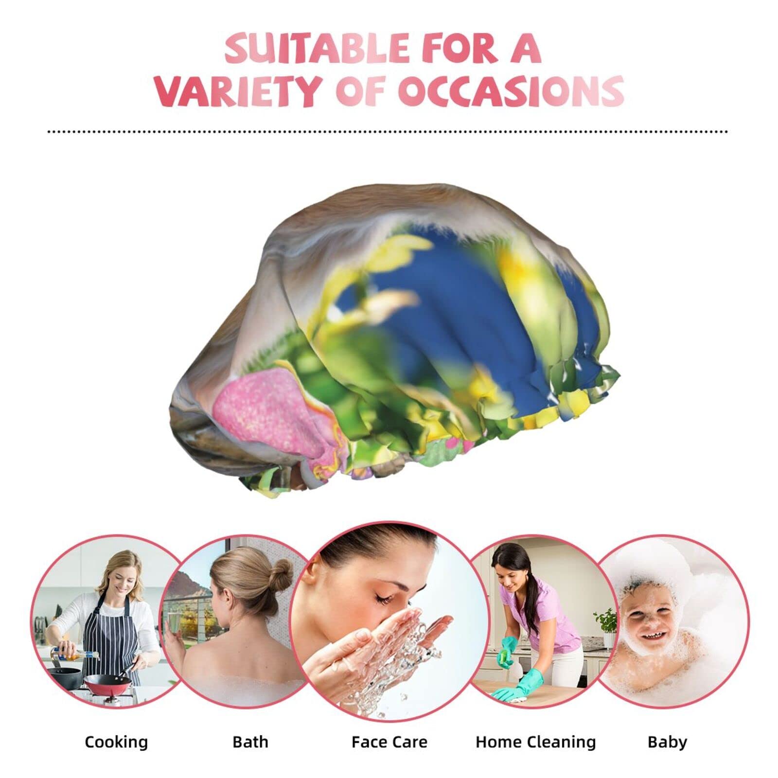 Easter Bunny Shower Cap for Women - Reusable Waterproof Shower Hat with Rabbit Ears - Cute Bath Hair Cover for Shower, Spa & Swimming - Perfect Easter Gift for Girls & Women