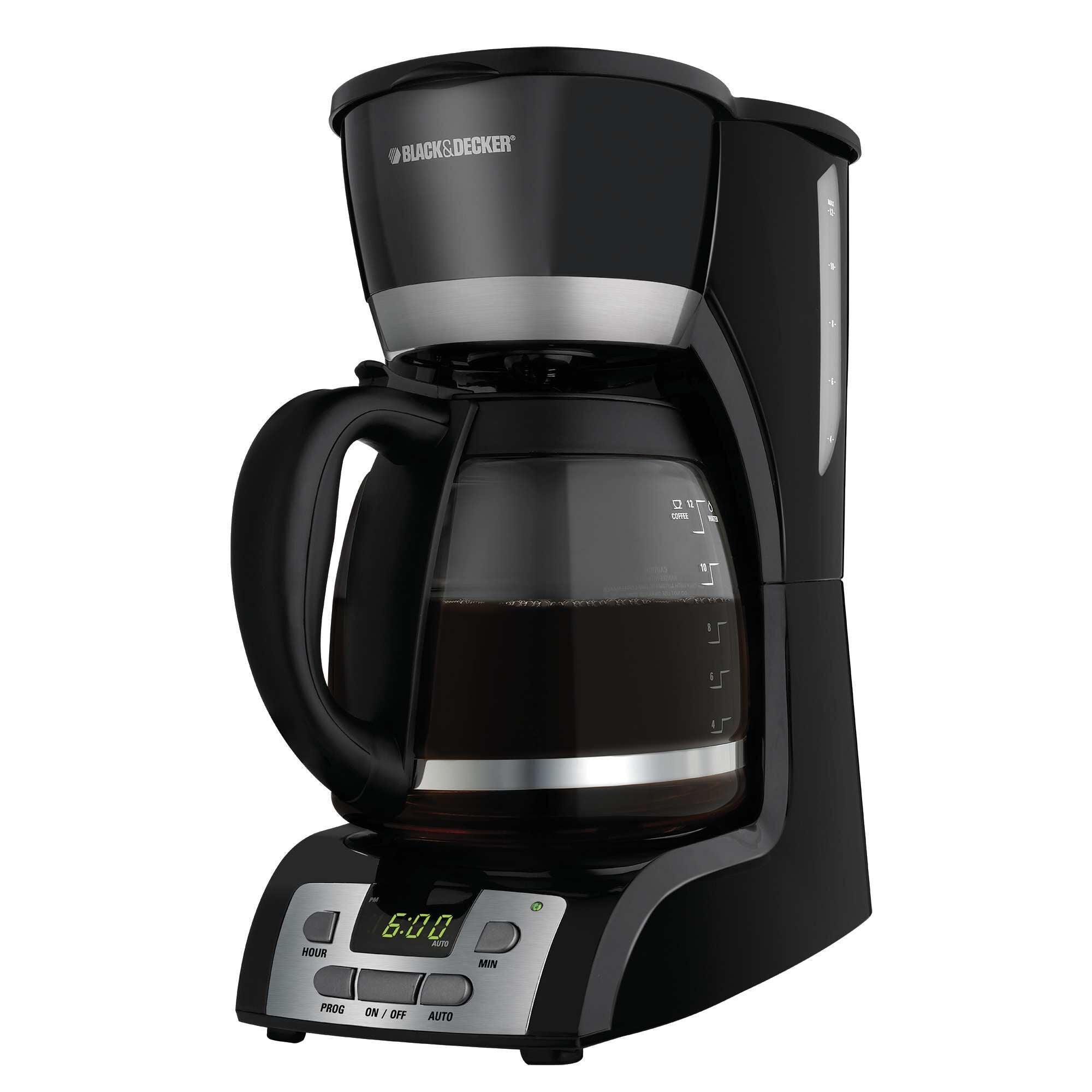 12-Cup Programmable Coffee Maker with Stainless Steel Accents - Black - Perfect for Home, Office, and Kitchen Use