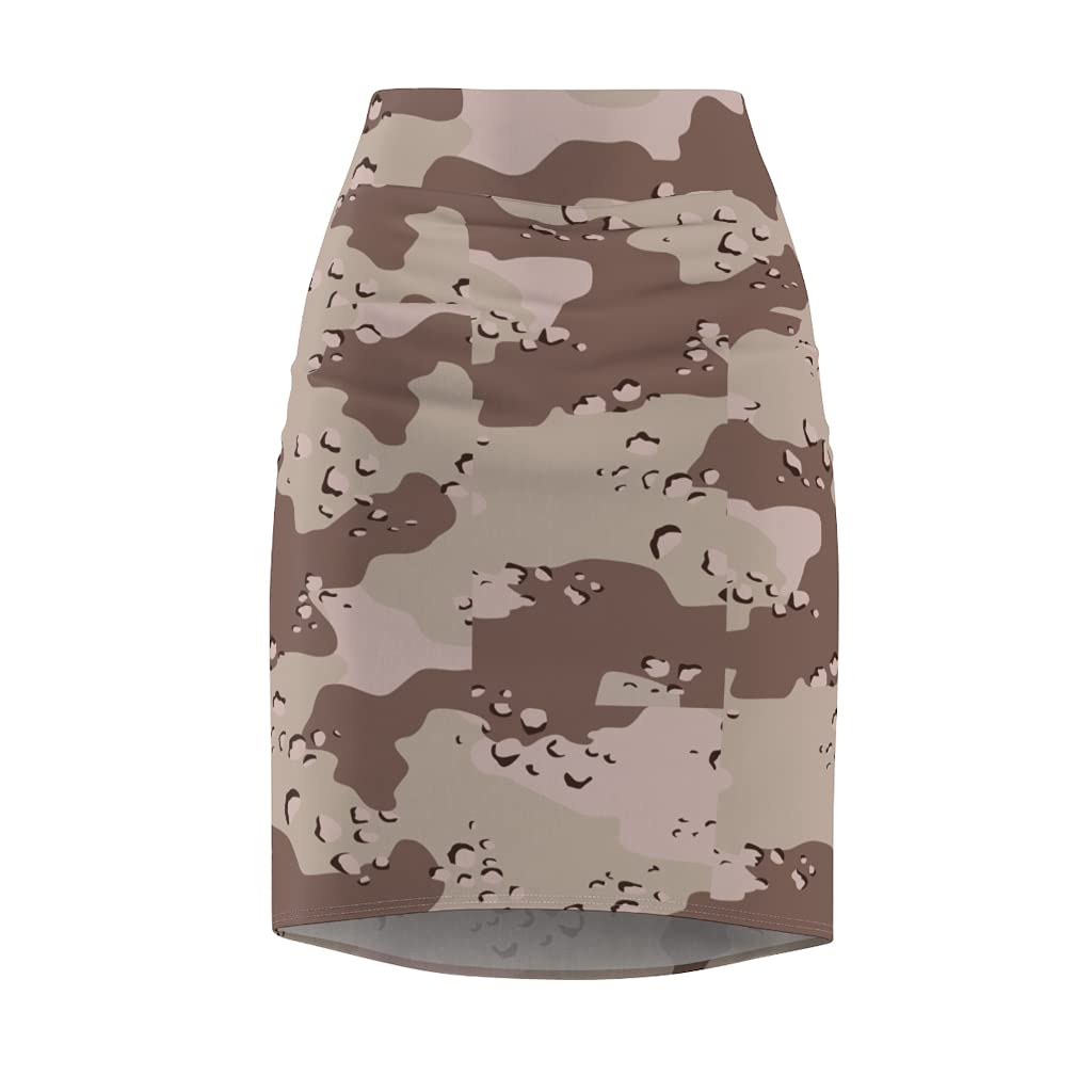Women's Pencil Skirt | Military Chocolate Chip Desert Camo | Slim Fit Office & Party Wear | Perfect for Work, Cocktail Events & Date Nights