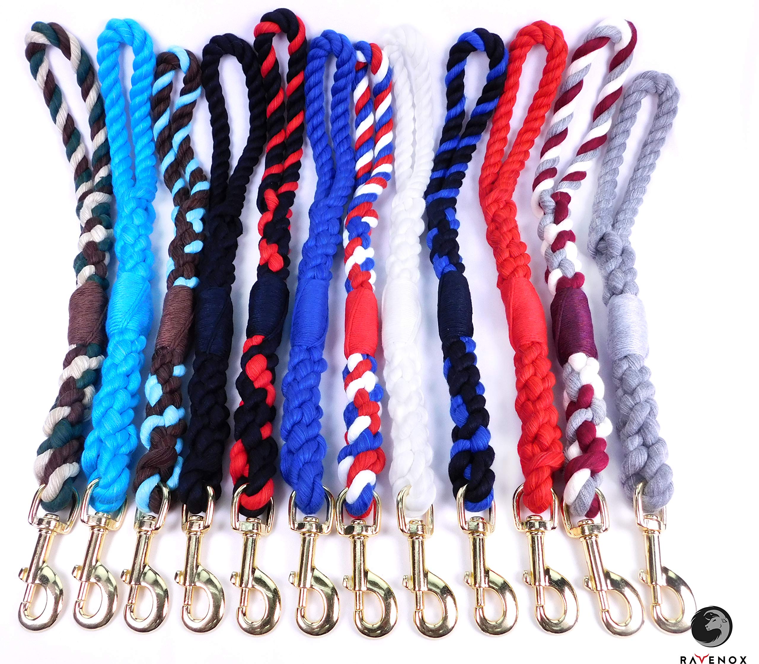 **Ravenox Traffic Handle Short Dog Leash – Strong & Comfortable Cotton Rope Leash for Small, Medium, Large Dogs | Burgundy, Silver & White | 16