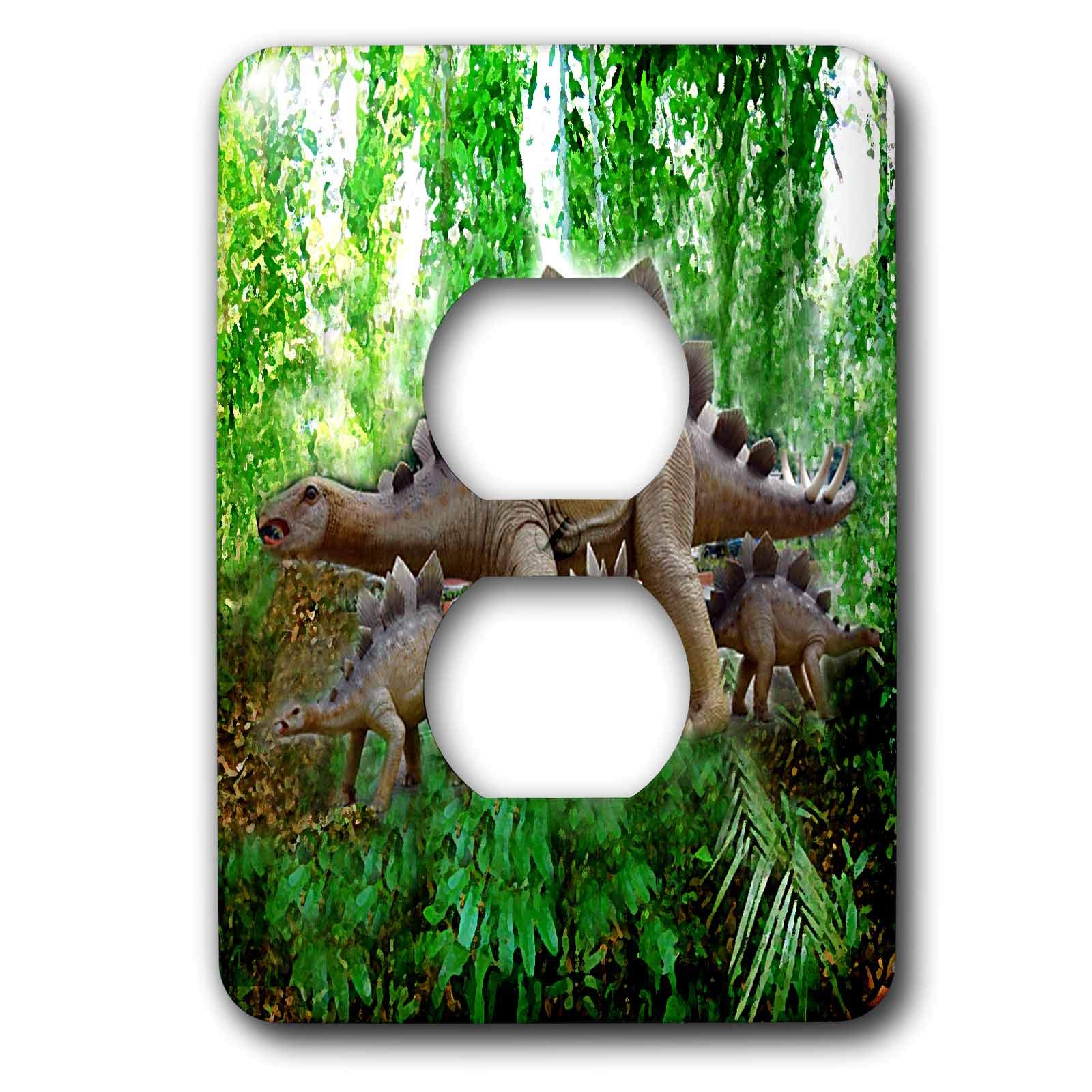 Dinosaur-Themed 2 Plug Outlet Cover for Kids - 3D Rose Design (LSP-4098-6) - Perfect for Nursery, Playroom & Childproofing