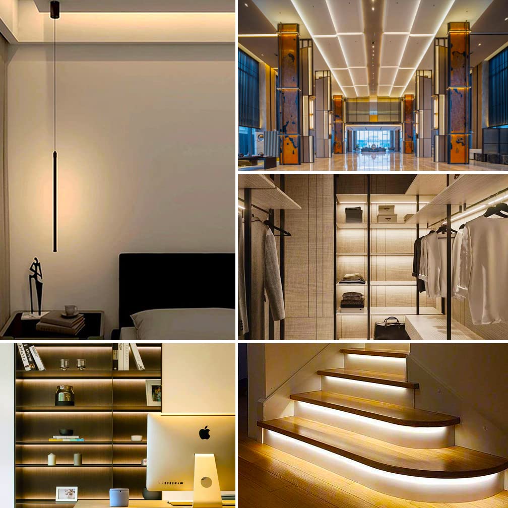 Kanemc 16.4ft Motion Sensor LED Strip Lights - Warm White USB-Powered Rope Lighting with Day/Night Modes, Dimmable & Cuttable Design + 10 Free Cable Clips - Perfect for Under Cabinet Lighting, Bedroom Decor, and Staircase Safety