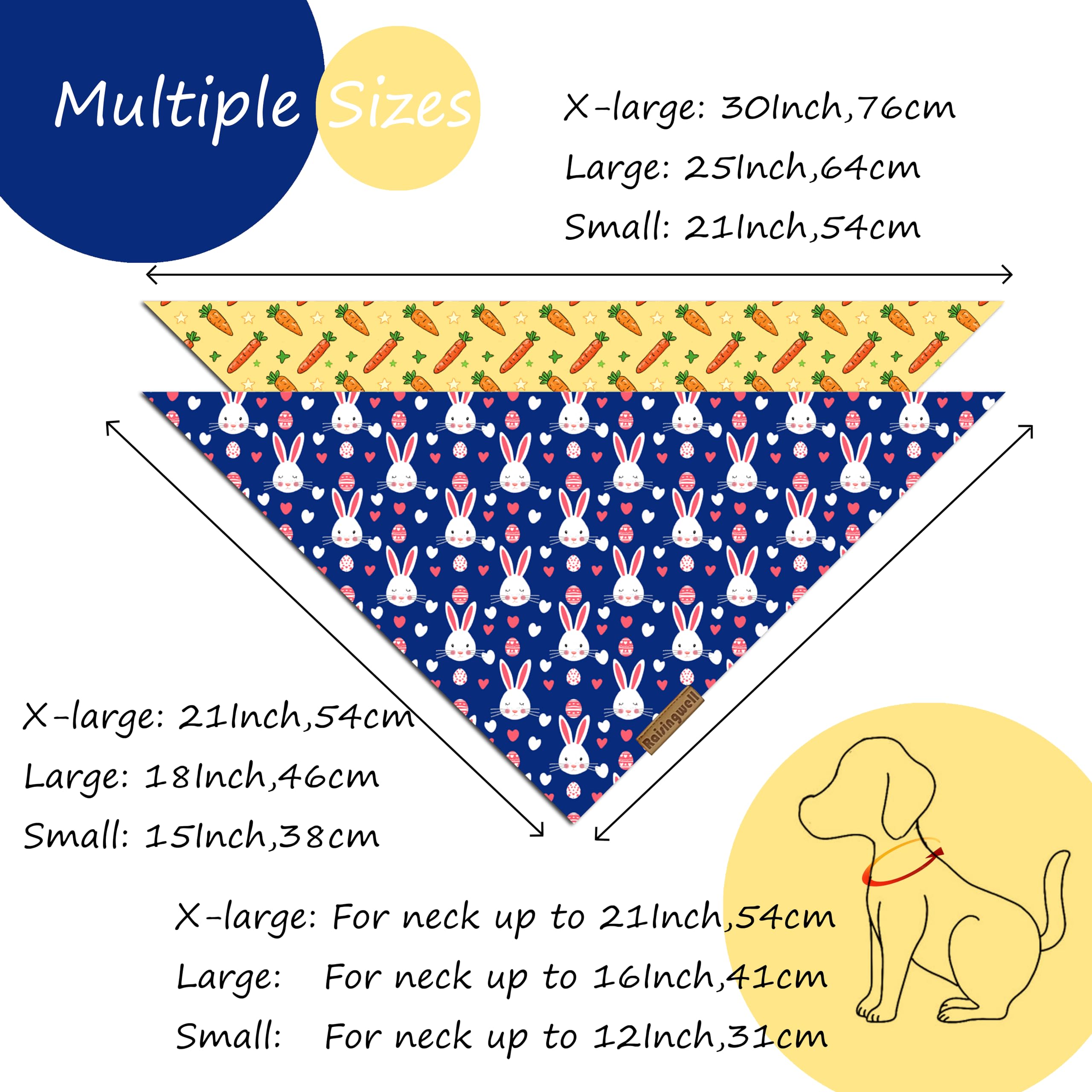 Easter Dog Bandanas 2 Pack - Reversible Holiday Bandana for Small to Medium Dogs - Premium Durable Fabric - 4 Cute Spring Patterns for Boy and Girl Pets - Perfect for Easter Celebrations, Spring Walks, and Photo Shoots