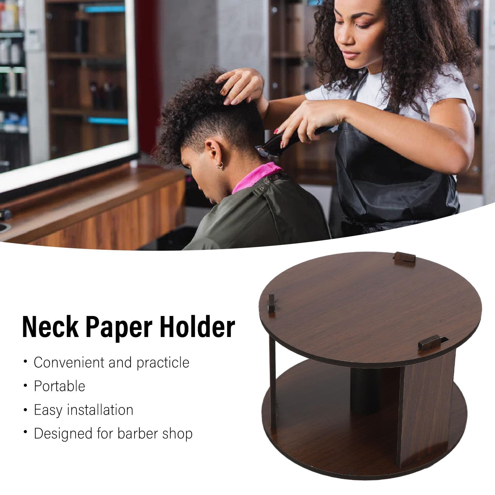 Wooden Neck Strips Dispenser for Barber & Salon - Disposable Paper Holder for Haircut & Grooming | Perfect for Professional Stylists & Home Haircuts