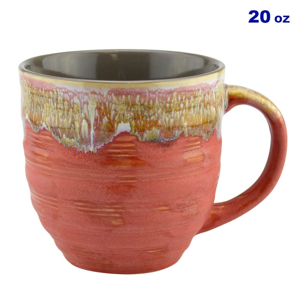 20oz Large Ceramic Coffee Mug with Unique Glazed Design - Perfect for Coffee, Tea & Hot Drinks - Ideal Gift for Coffee & Tea Lovers (Rose, 2-Pack) - Great for Office, Home Use & Gifts