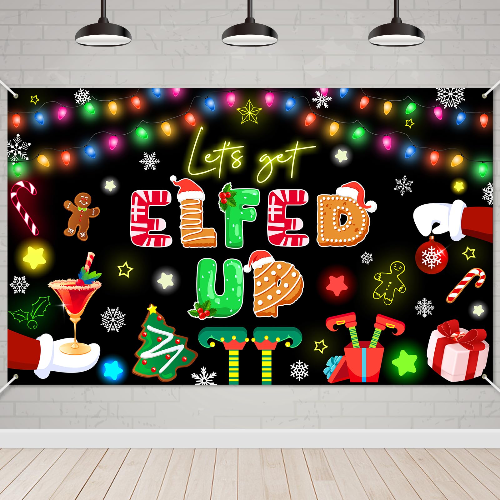 Elf Christmas Party Backdrop - 70.8x43.3 Inch Holiday Photography Background for Kids Xmas Birthday Decorations, Winter Elf-Themed Celebration Banner - Perfect for Elf on the Shelf Parties, Family Photos & Festive Home Decor