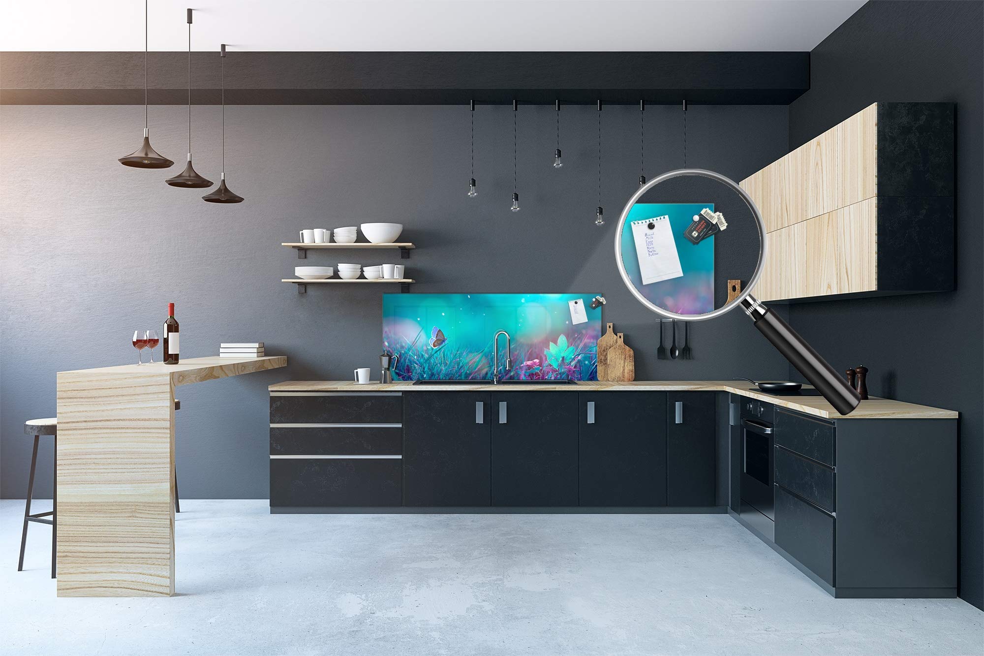Premium Tempered Glass Splashback with Metal Backing - Kitchen Wall Panel for Modern Homes | Sci-Fi & Fantasy Themed Design MBBS13 | Ideal for Backsplashes, Kitchen Renovations & Themed Decor