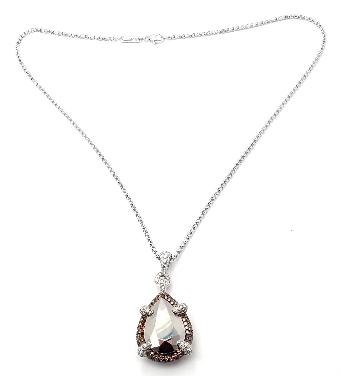 Authentic Chopard 18K White Gold Diamond Necklace with Golden Diamonds & Chrome Stones | Luxury Jewelry for Women, Perfect for Weddings, Parties & Special Occasions