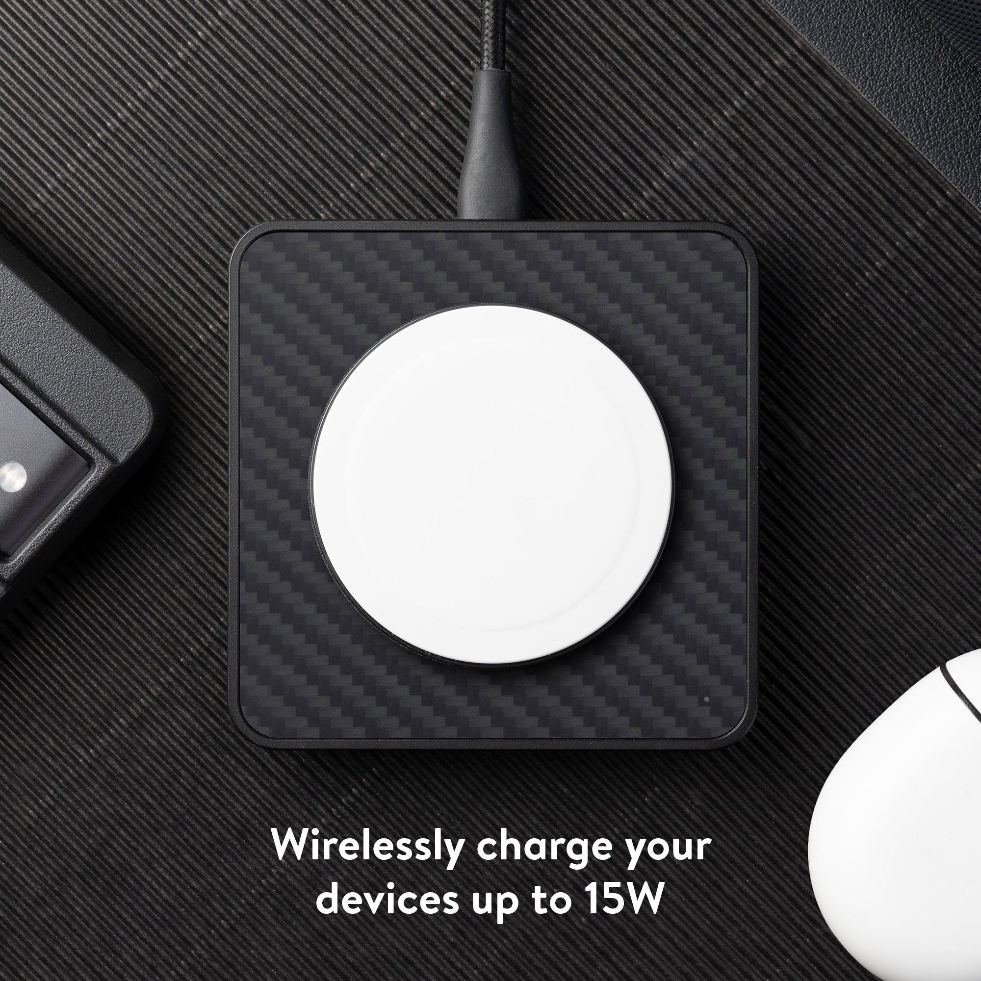 MagSafe® Compatible Aramid Fiber Wireless Charging Pad - Fast Charging for iPhone 14/13/12 Series | Premium Carbon Fiber Design for Home, Office & Car Use
