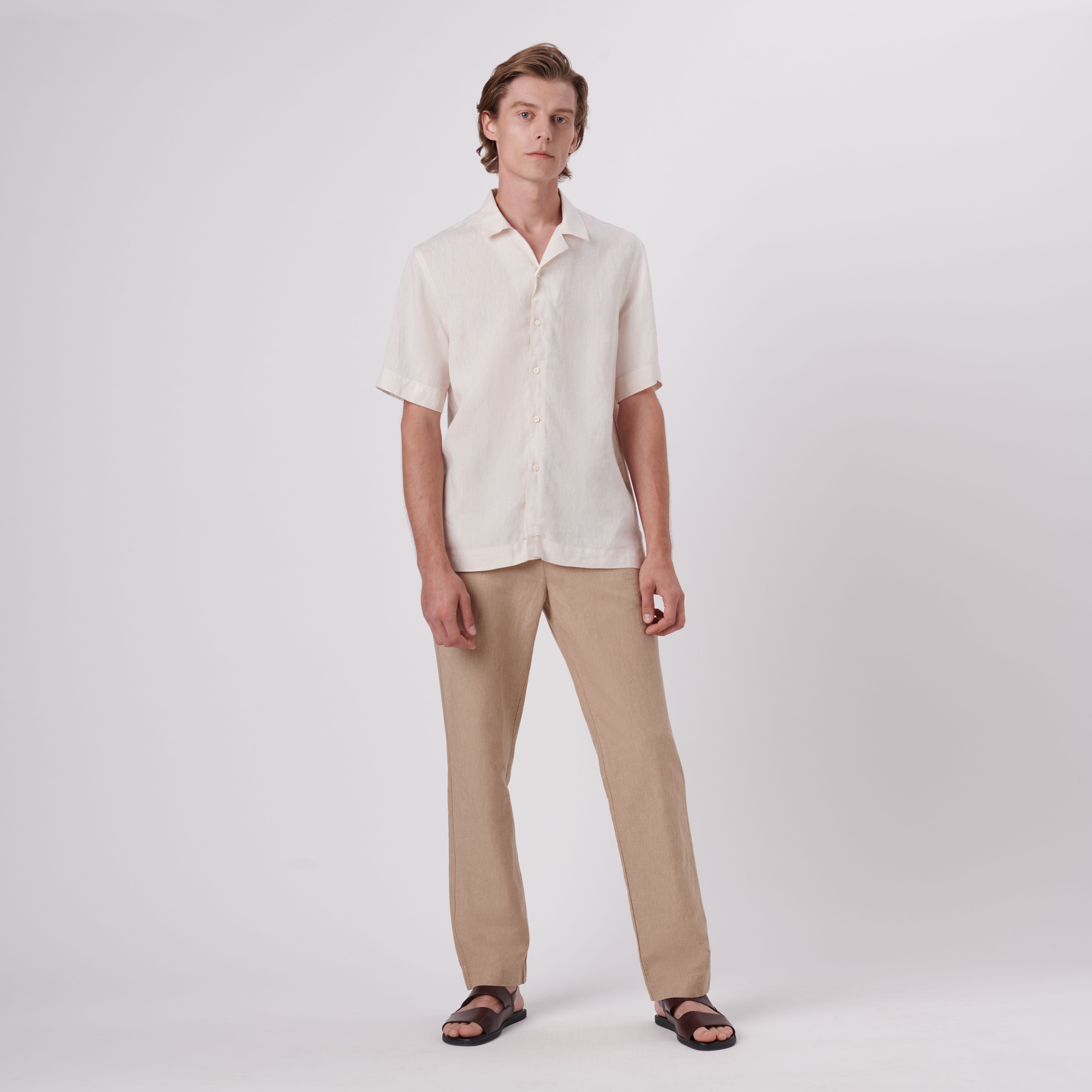 Jackson Solid Linen Camp Shirt for Men - Breathable Summer Casual Button Down Shirt | Beach Vacation, Outdoor Camping, Travel & Everyday Wear