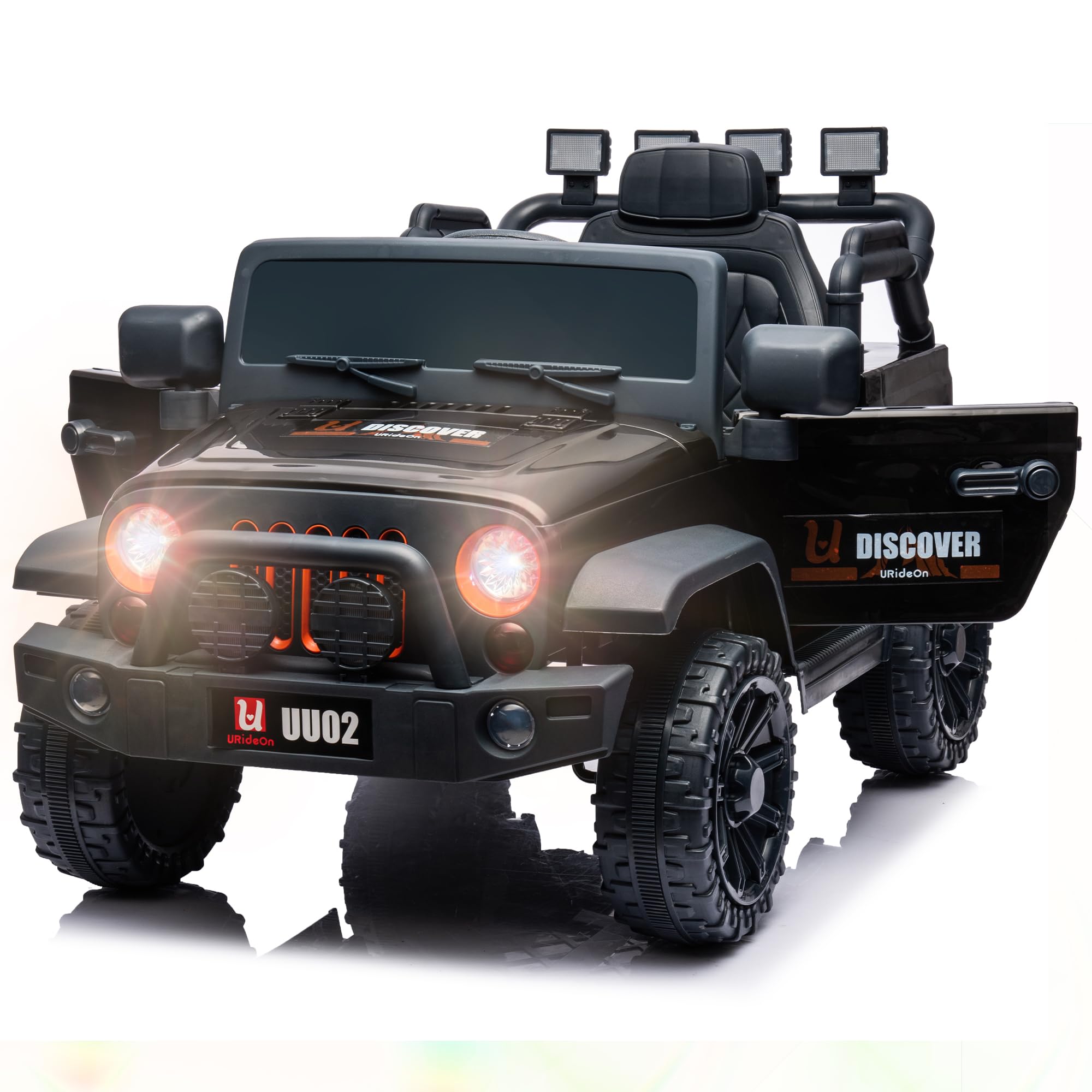 12V Kids Electric Ride On Truck with Parent Remote Control - 3 Speed Adjustable, LED Lights & MP3 Player - Battery Powered Toy Car for Boys & Girls (Black) - Perfect for Outdoor Play, Birthday Gifts and Family Fun Activities