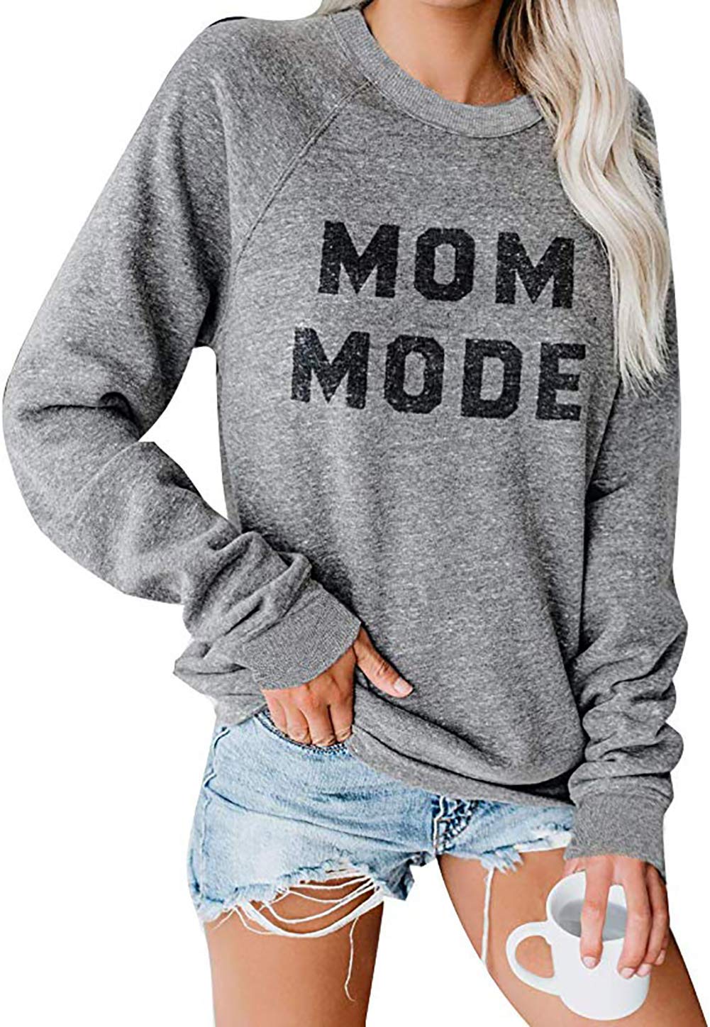 FLOYU Women's Cute Dog Mom Sweatshirt - Paw Print Pullover Long Sleeve Blouse for Dog Lovers | Perfect for Casual Wear, Pet Owner Gifts & Dog Mama Outfits