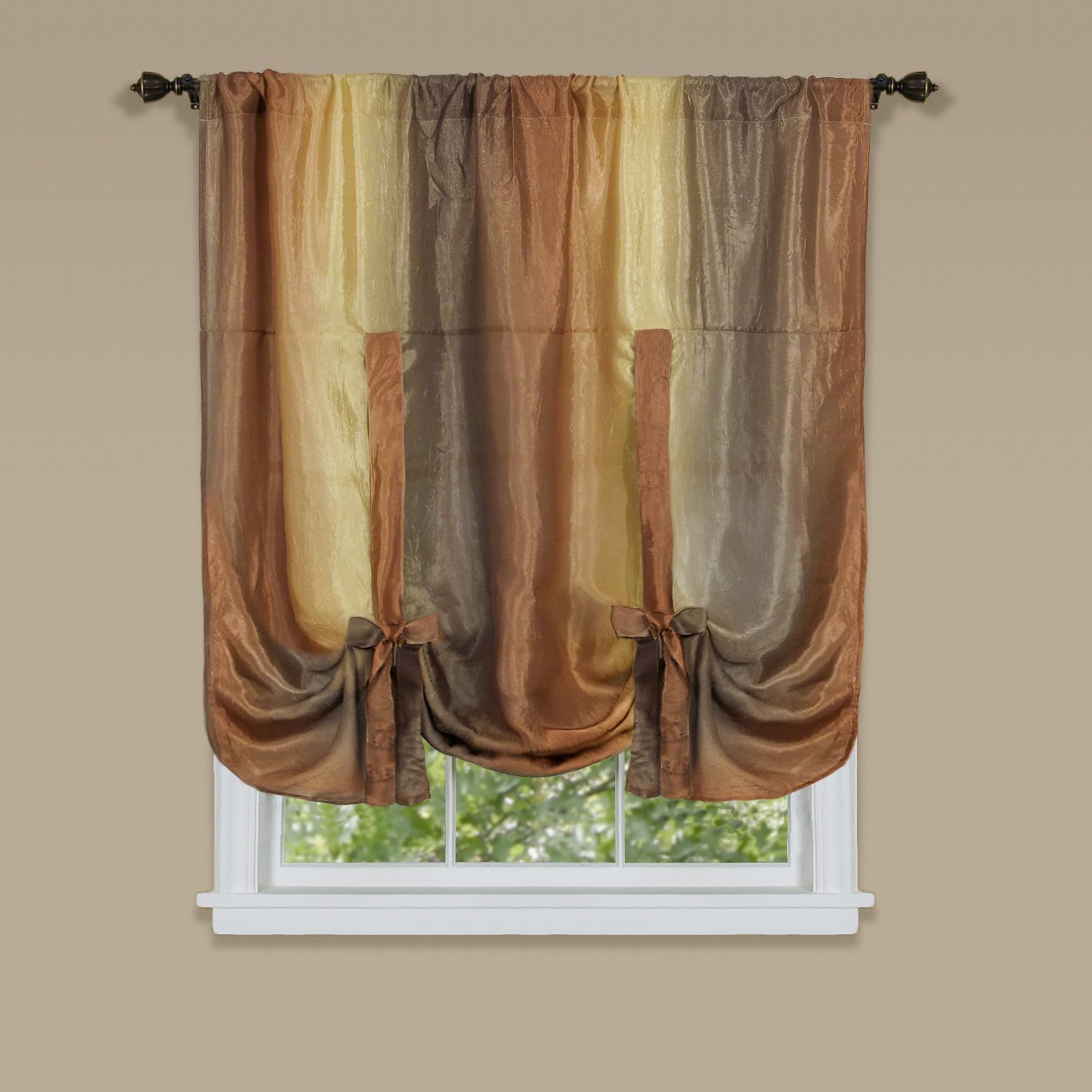 Modern Semi-Sheer Ombre Window Shades - Luxurious Tie-Up Curtains for Living Room, Bedroom & Kitchen - 50x63 Inches Burnt Orange - Perfect for Sun Protection & Home Decor