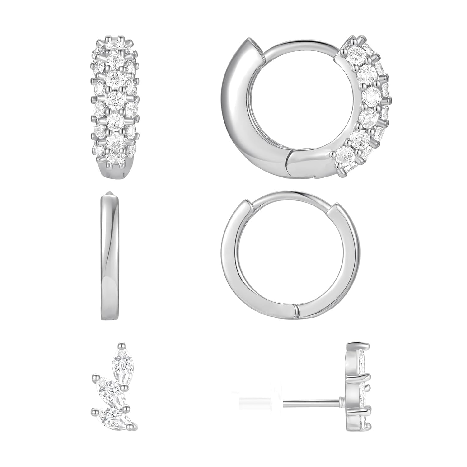 14K Gold Hoop Earrings for Women - Hypoallergenic Cartilage & Multi-Pierced Earrings | Elegant Everyday Wear & Special Occasion Gift (Silver)