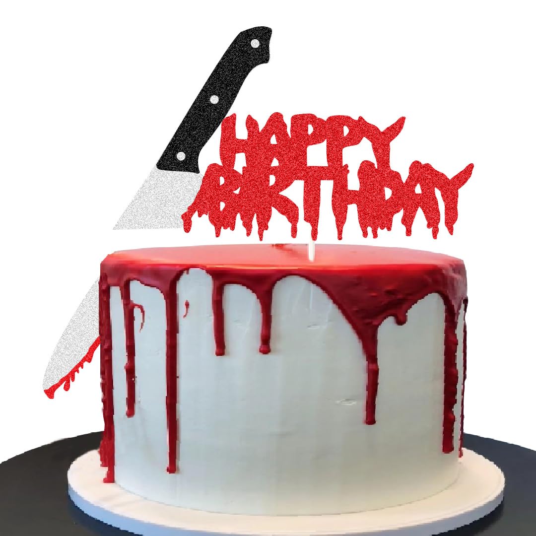 Horror Classic Cake Topper Decorations - Scary Birthday Party Supplies for Halloween, Horror Theme Party Decor (Style 1) | Perfect for Halloween Parties, Horror Movie Nights & Spooky Birthday Celebrations